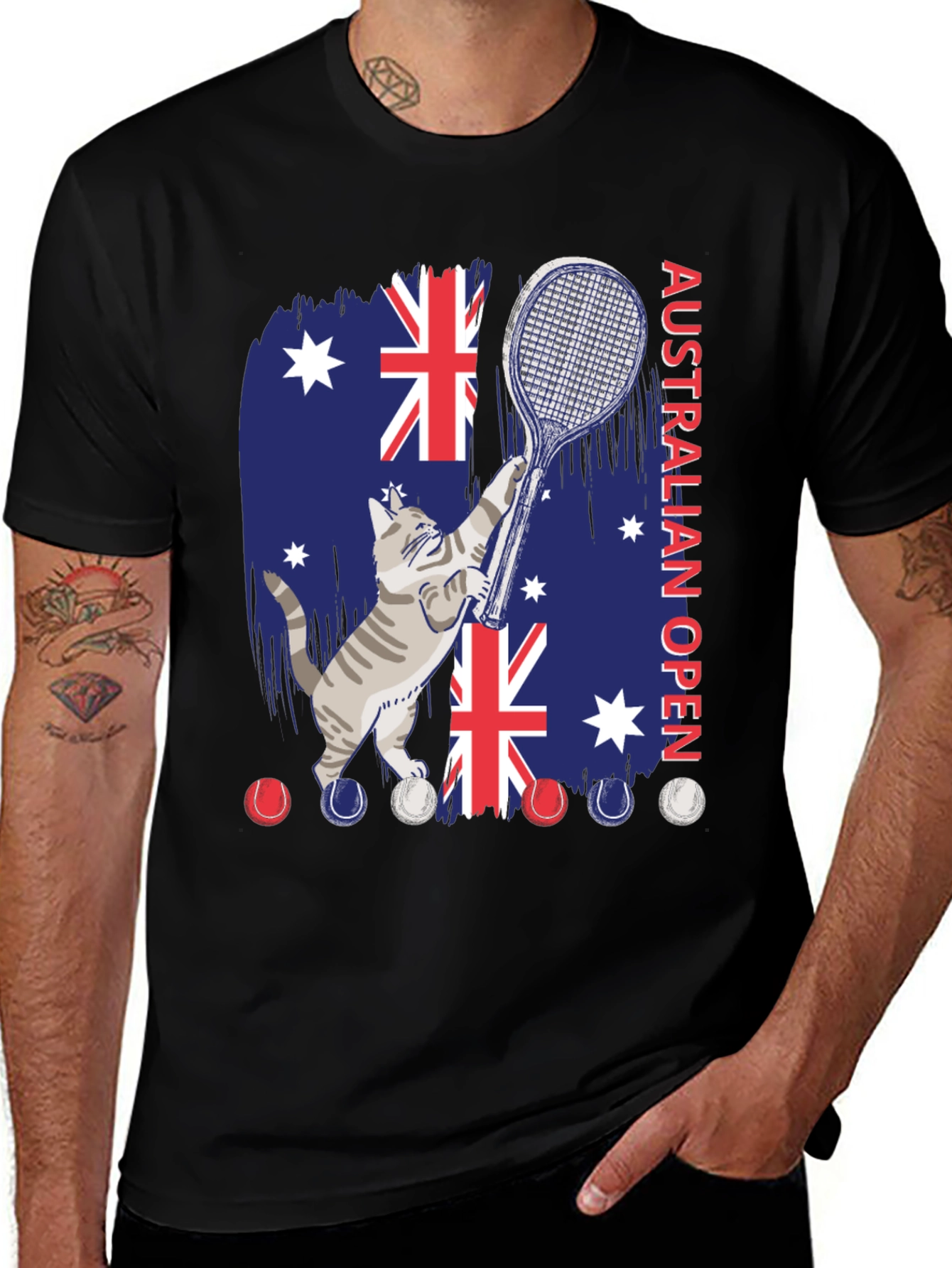 Variant 29 of Australian Open Cat Tennis T-Shirt