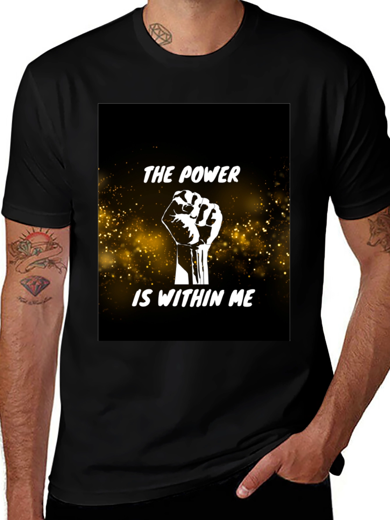 Variant 24 of Power Within Me Black Graphic Tee