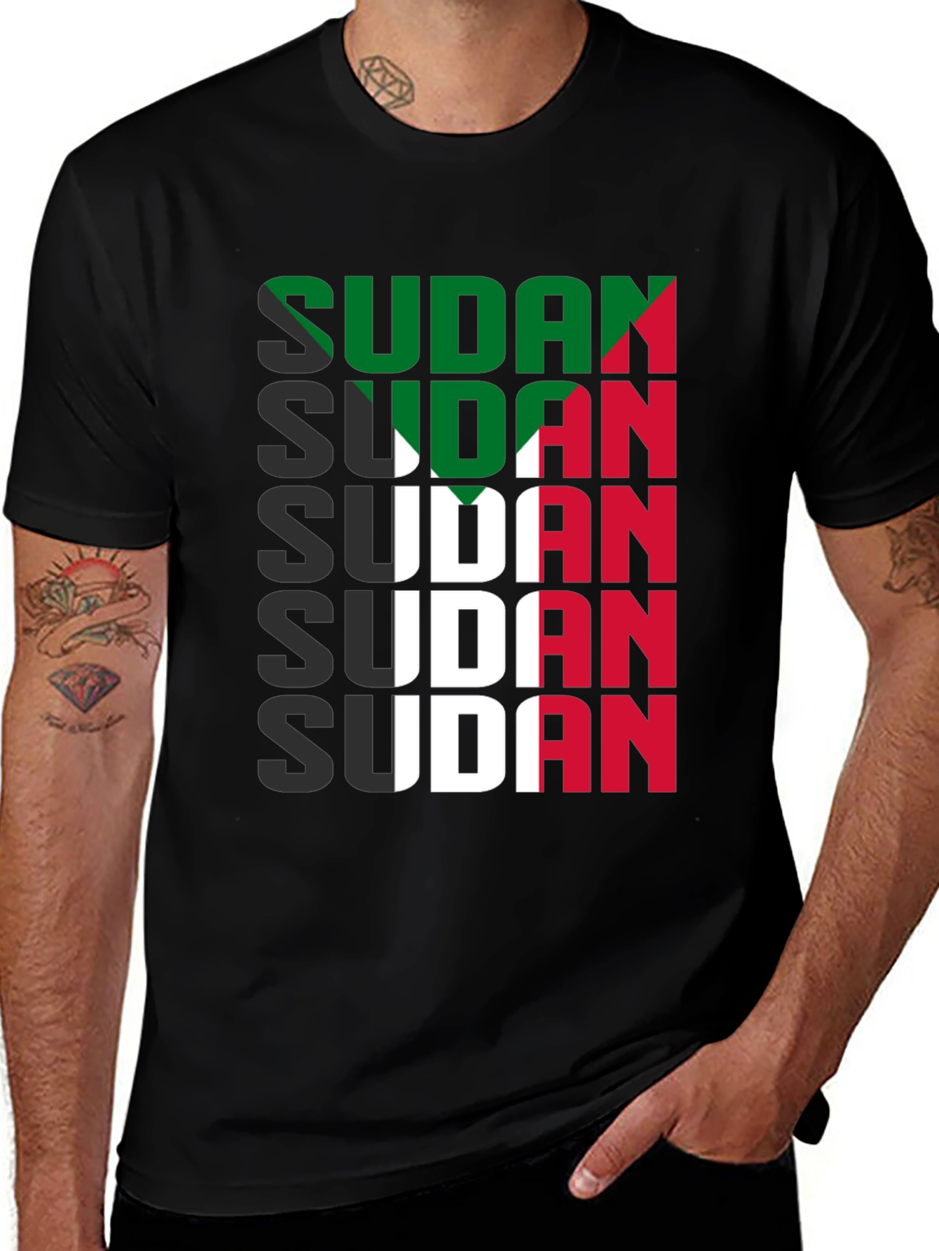 Sudan Flag T-Shirt - Black
