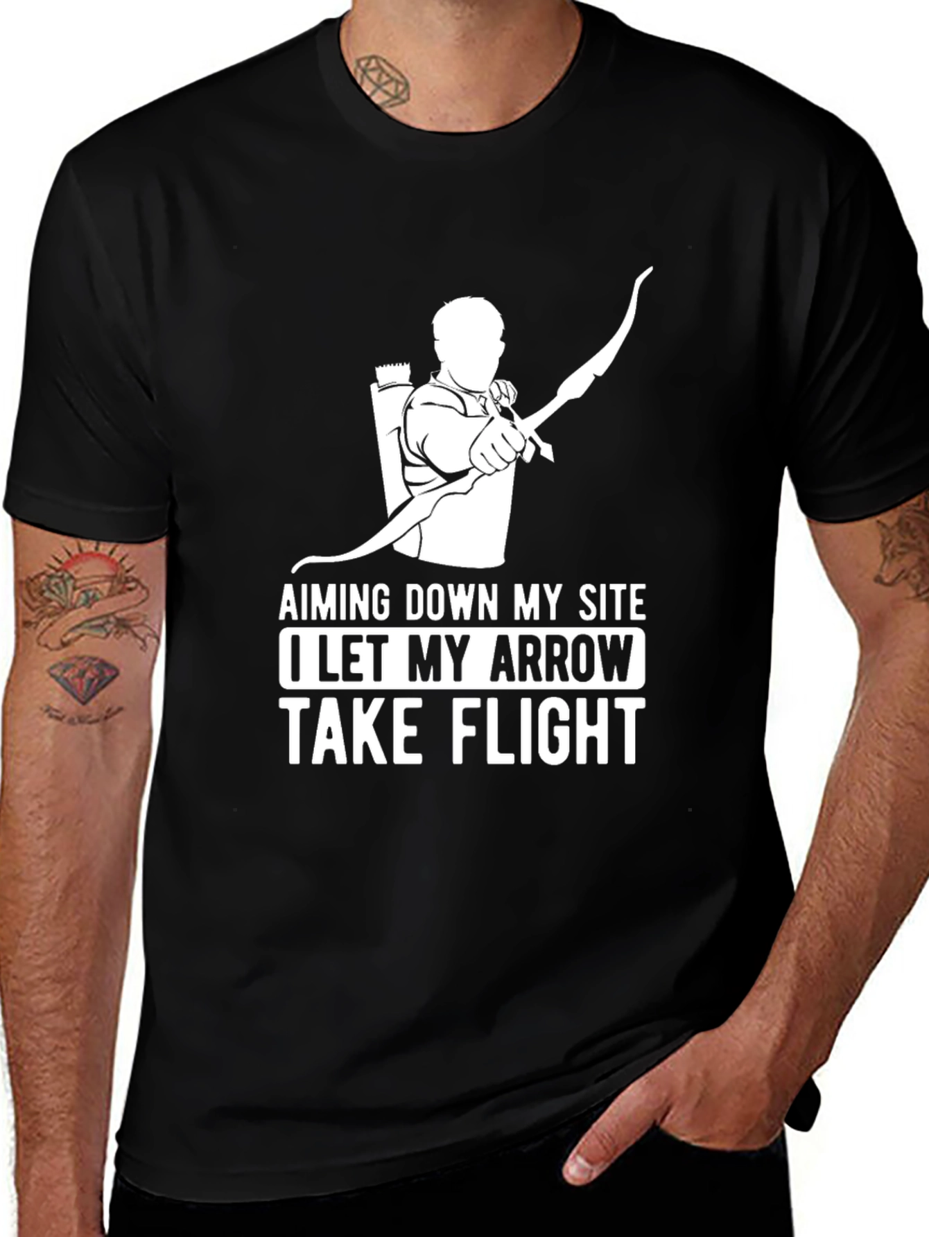 Variant 14 of Archery T-Shirt - Aiming Down My Site, Arrow Flight Design