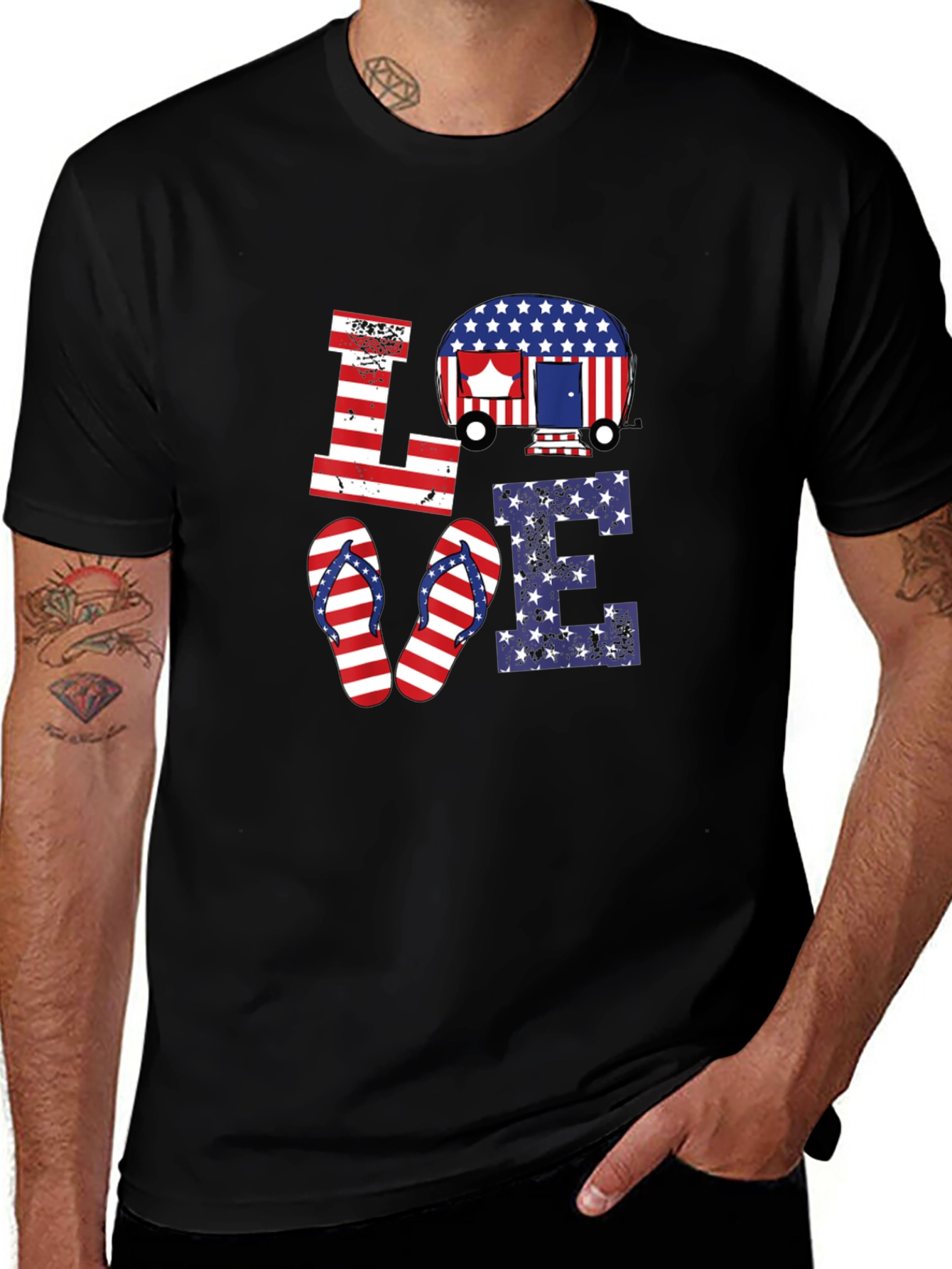 Variant 8 of Patriotic LOVE Tee - USA Flag Summer T-Shirt