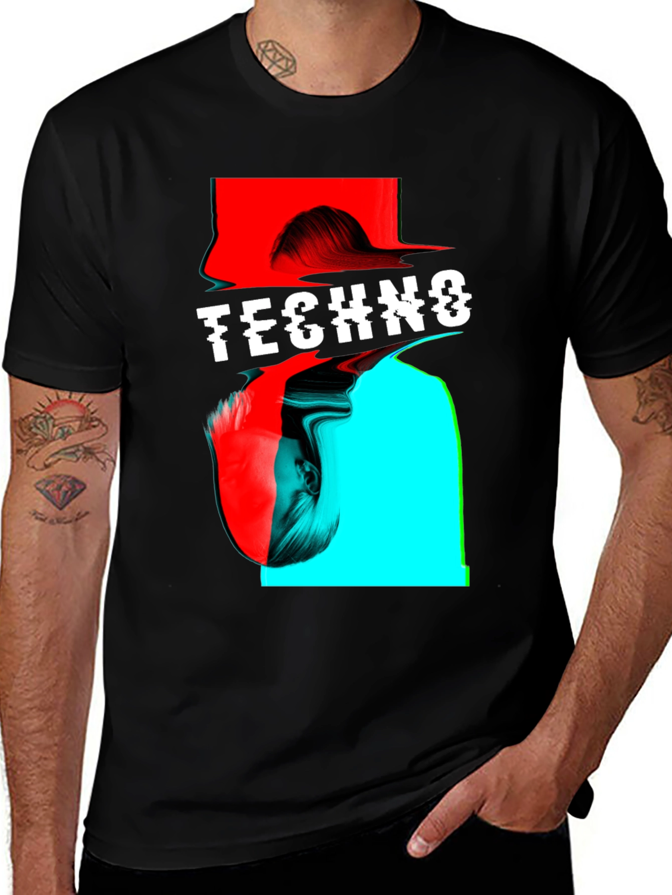 Techno Glitch Art T-Shirt - Modern Music Fashion