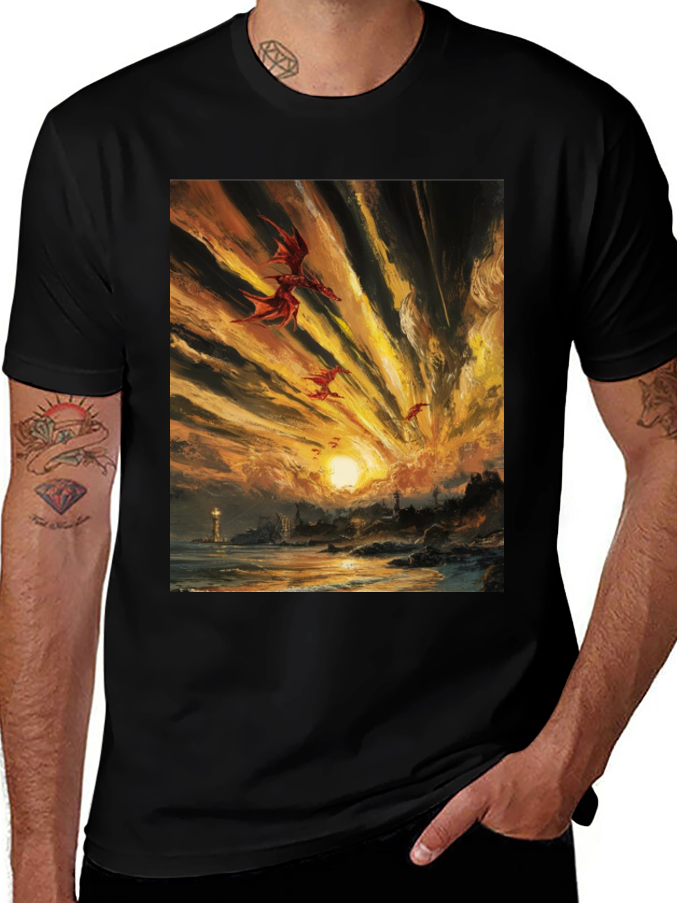 Variant 3 of Dragon Sunset T-Shirt