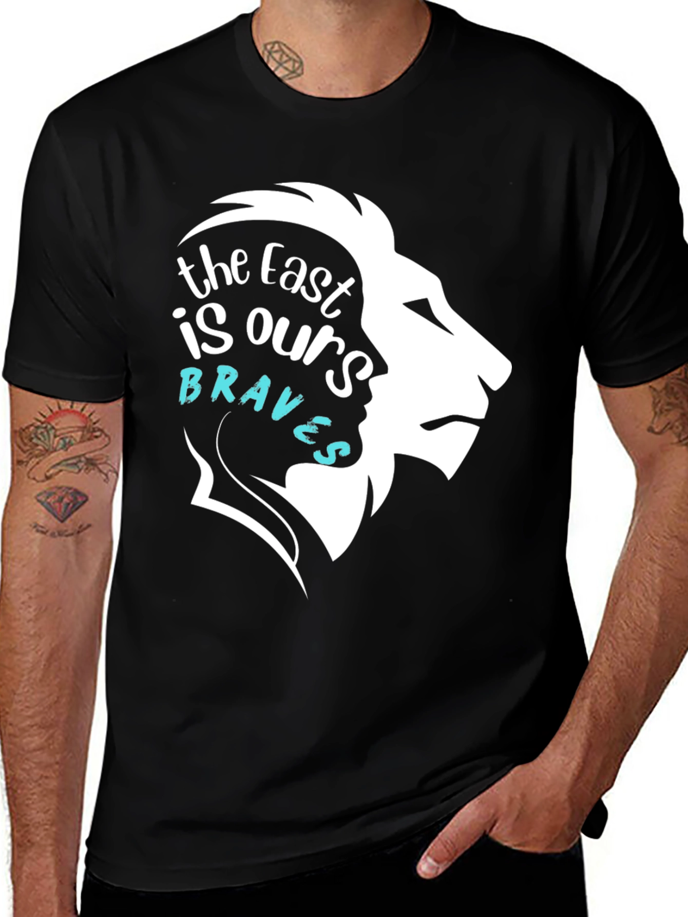 East is Ours Braves T-Shirt Lion Profile Black Tee