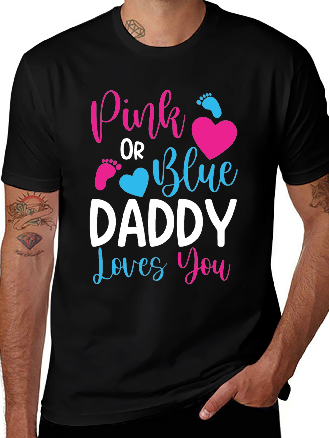 Pink or Blue Daddy Loves You Baby Reveal T-Shirt