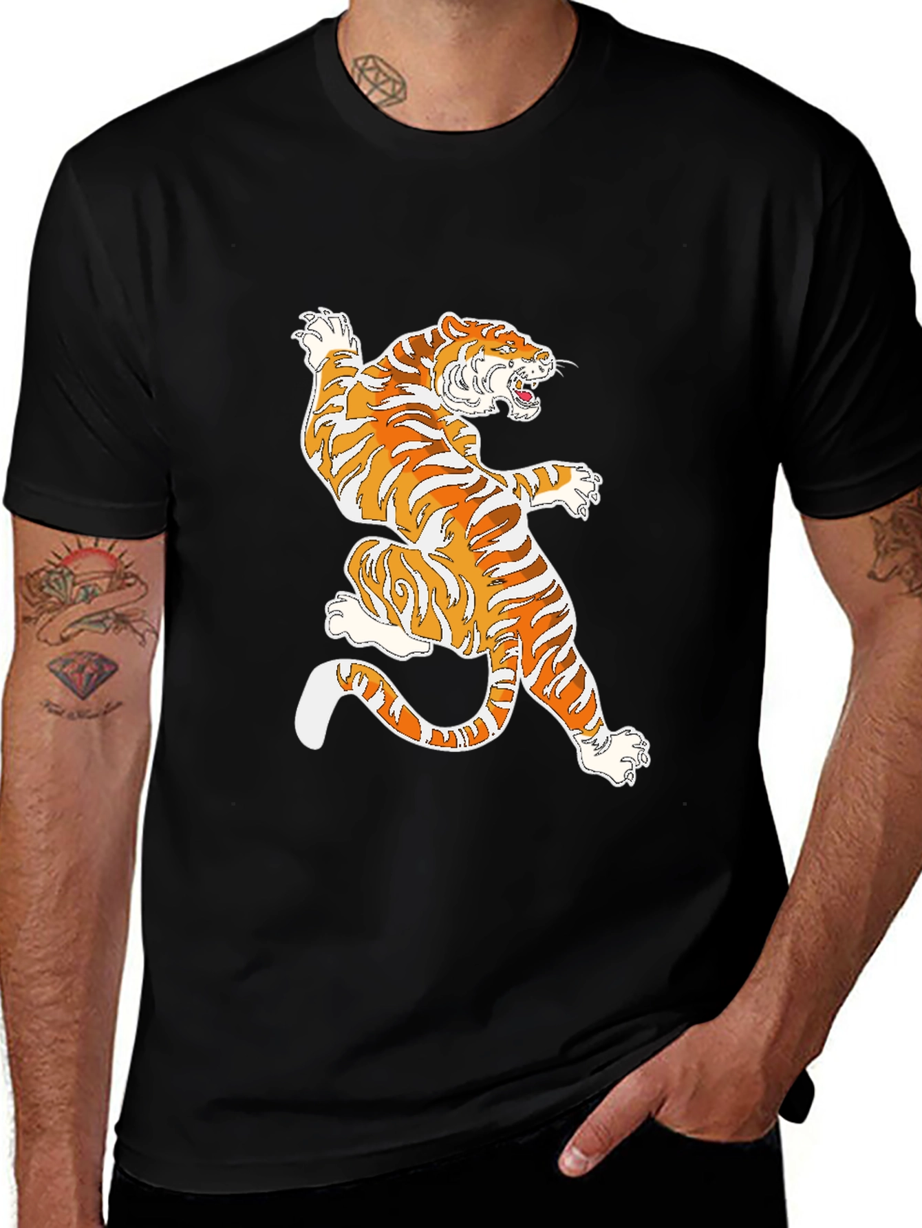Variant 2 of Tiger Graphic Black T-Shirt