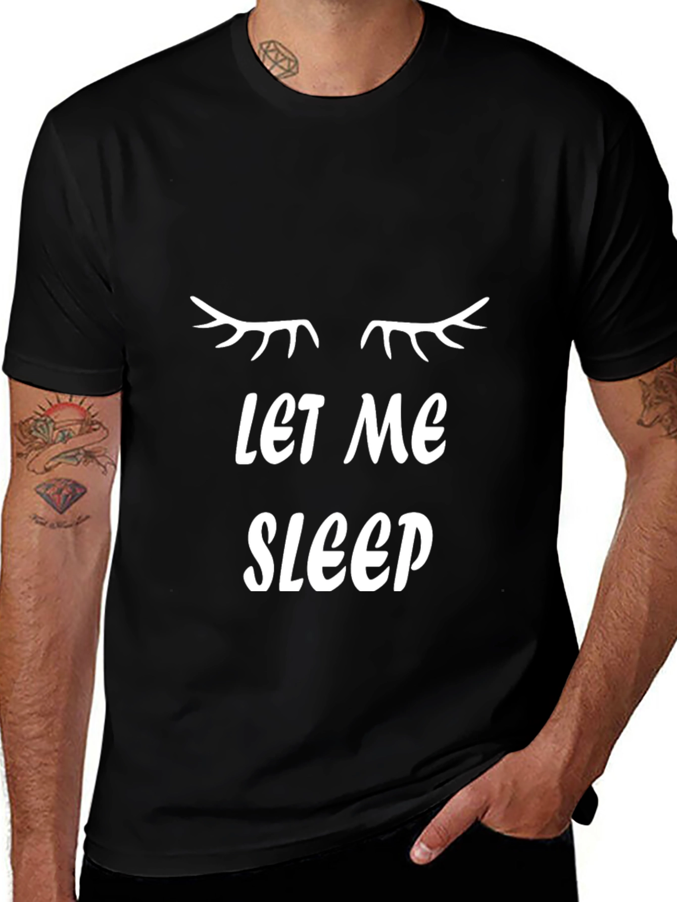 Variant 20 of Let Me Sleep Graphic Tee - Black Cotton T-Shirt