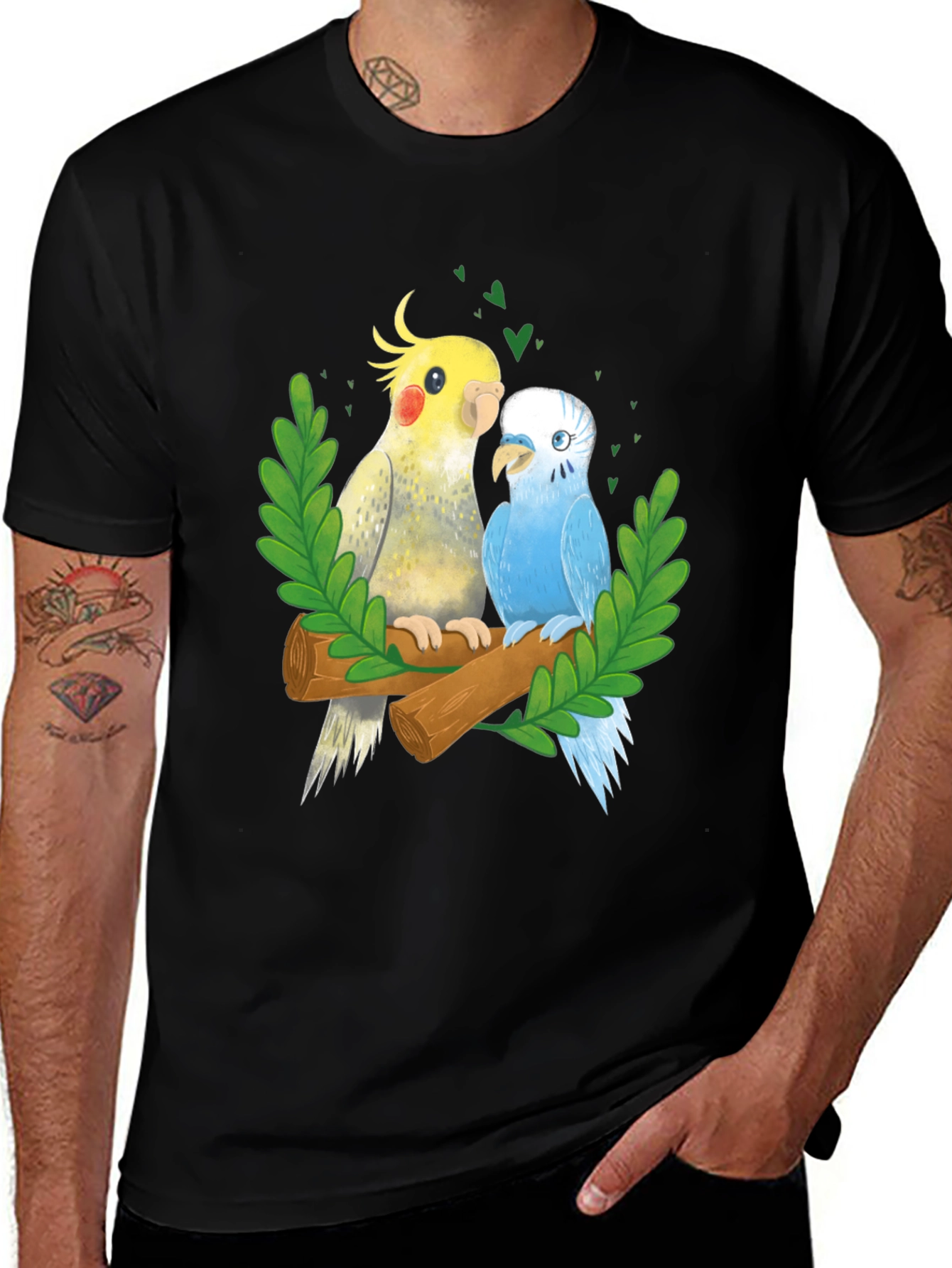 Variant 26 of Parrot Love Graphic Tee - Cute Bird Couple Shirt
