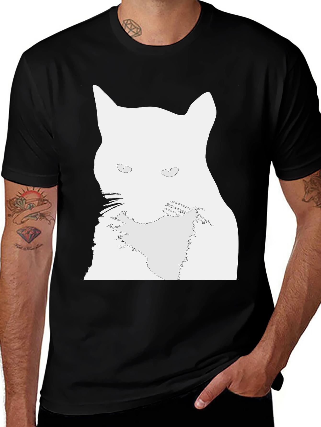 Variant 24 of Cat Graphic Tee - Black Unisex T-Shirt