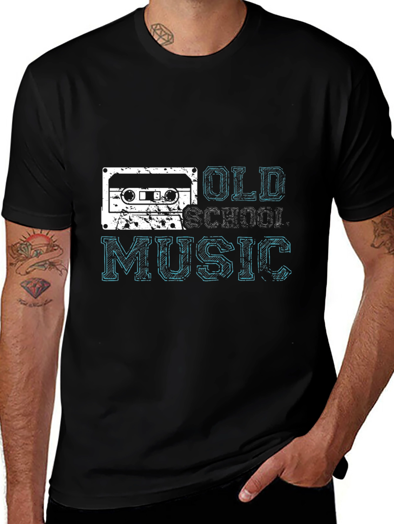 Variant 26 of Retro Old School Music Black T-Shirt