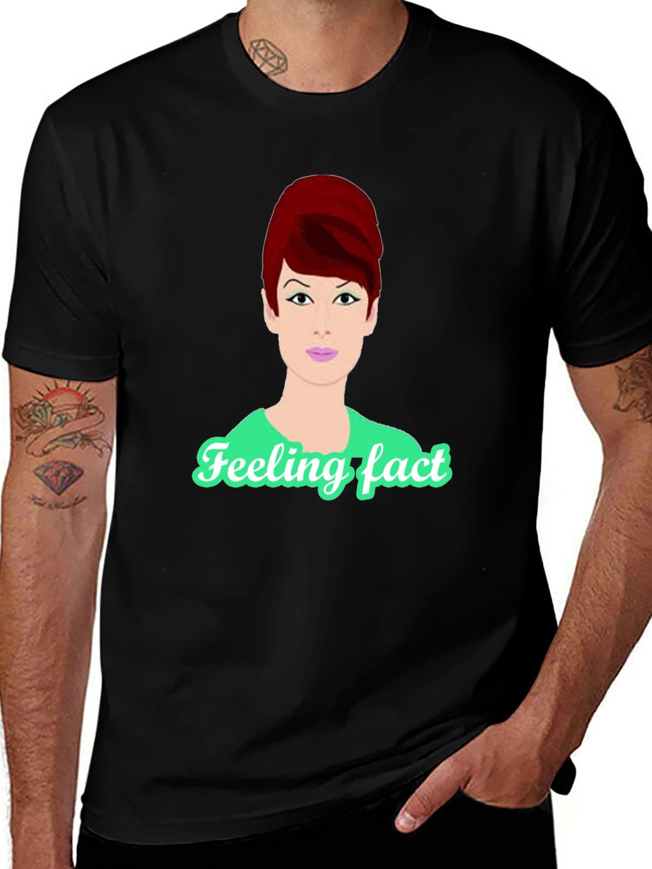 Variant 18 of Retro Style T-Shirt with Cartoon Audrey Hepburn Design