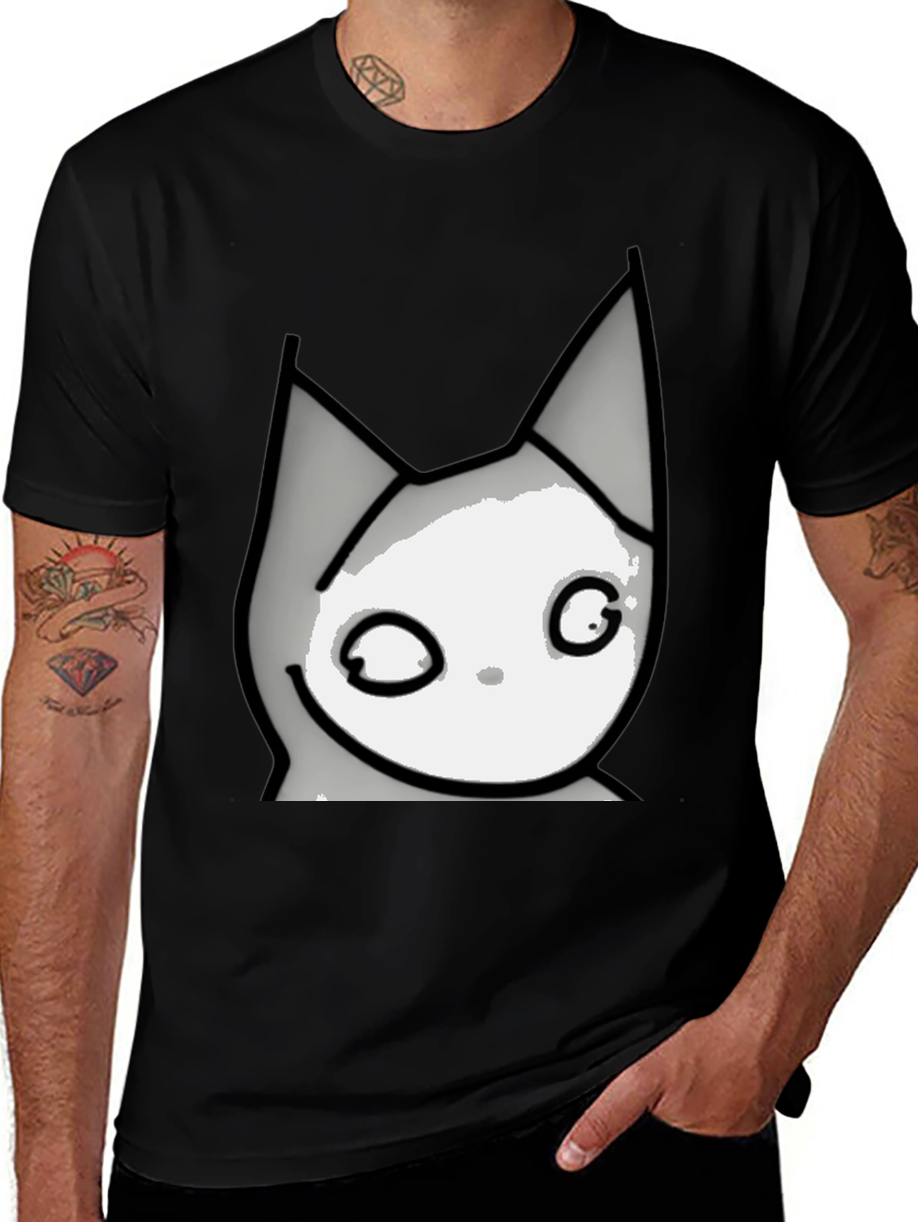 Variant 15 of Cool Cat Graphic T-Shirt - Casual Black Tee