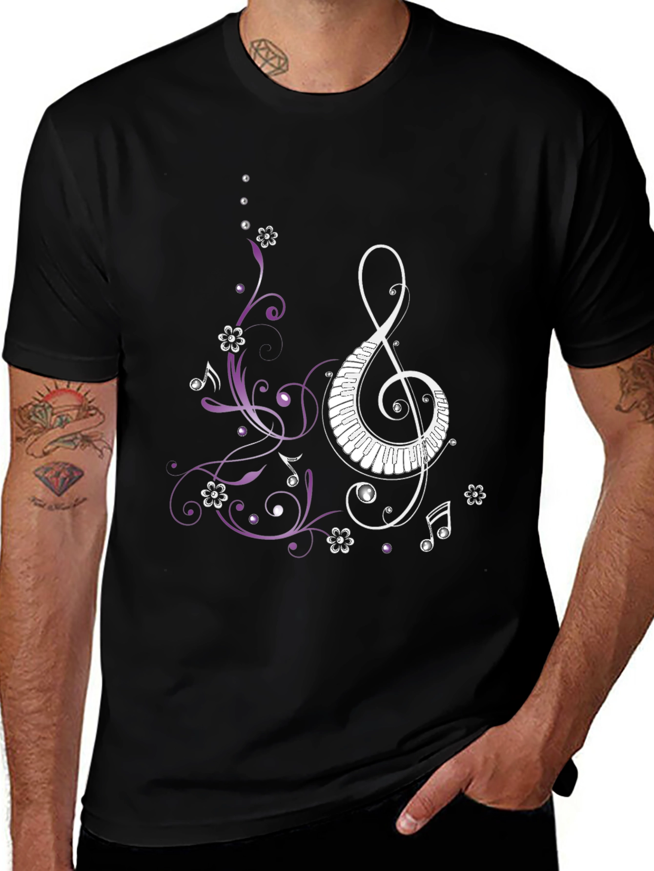 Variant 15 of Musical Clef Piano Keys Men's Graphic T-Shirt