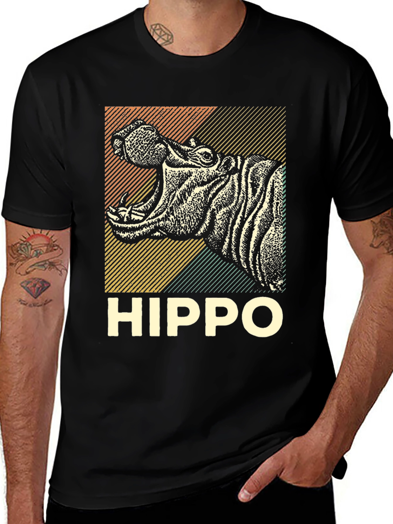 Variant 3 of Hippo Graphic Tee - Black Cotton T-Shirt