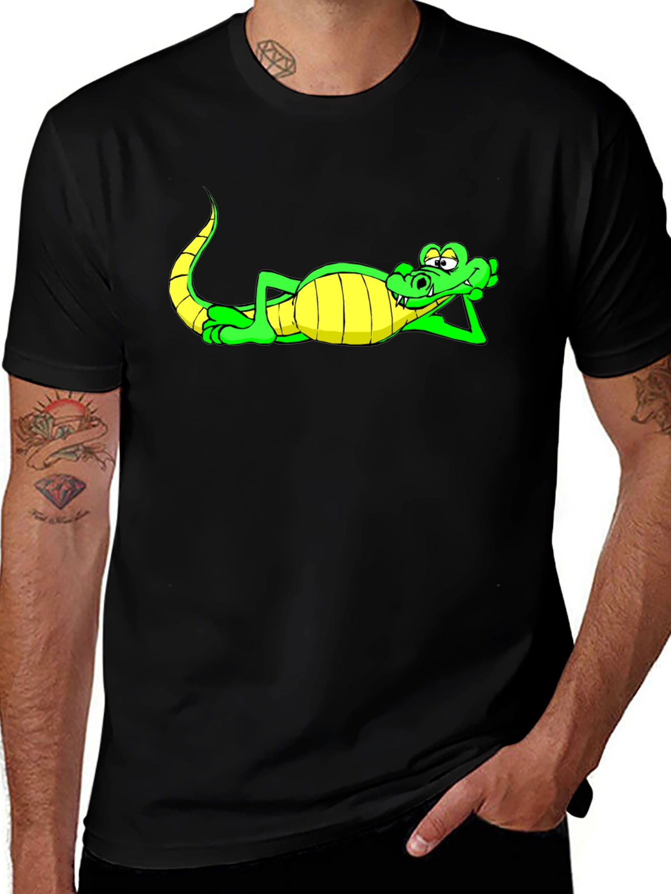Variant 2 of Cool Crocodile Relaxing Black T-Shirt