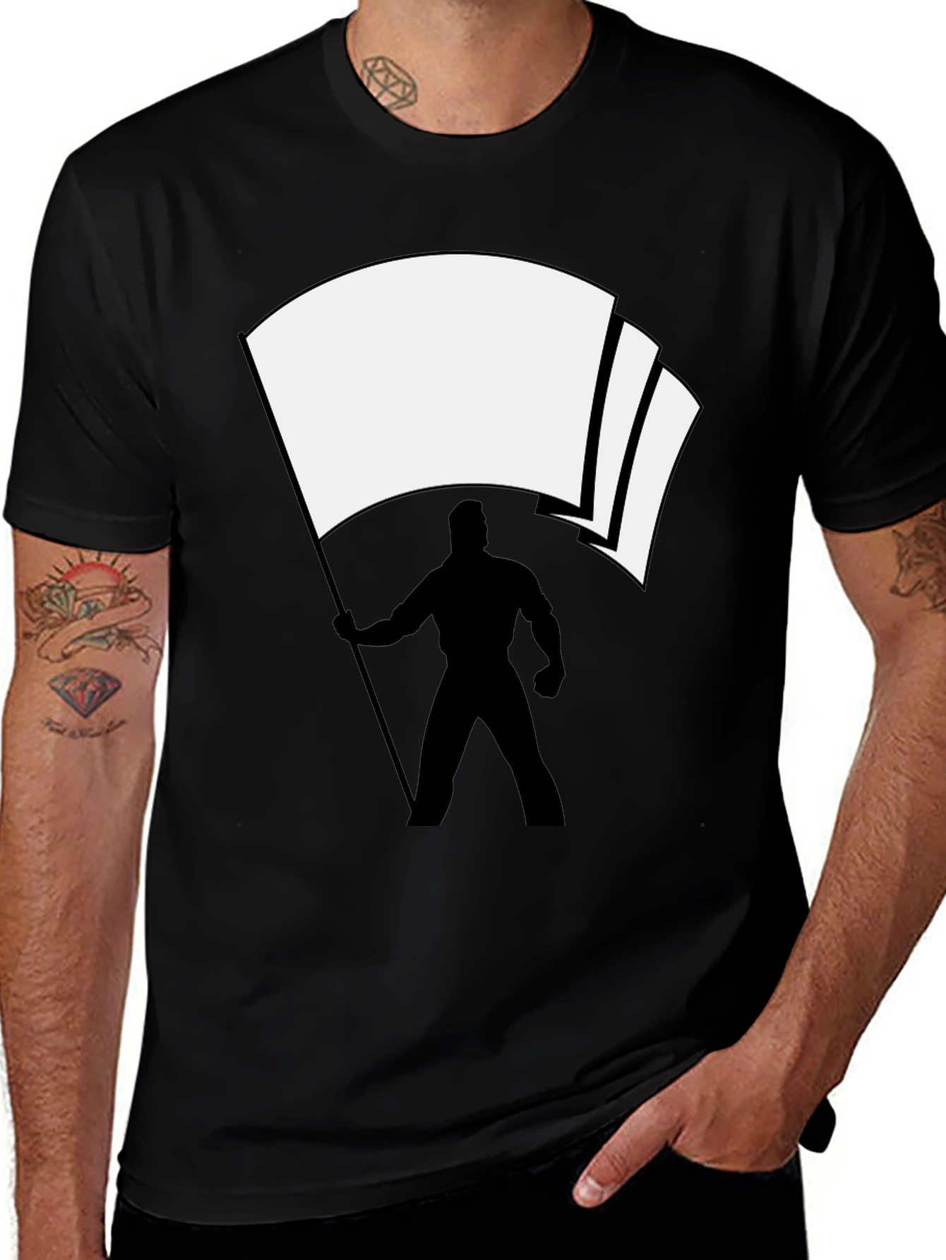 Variant 23 of Flag Bearer Graphic Tee - Black Cotton Blend