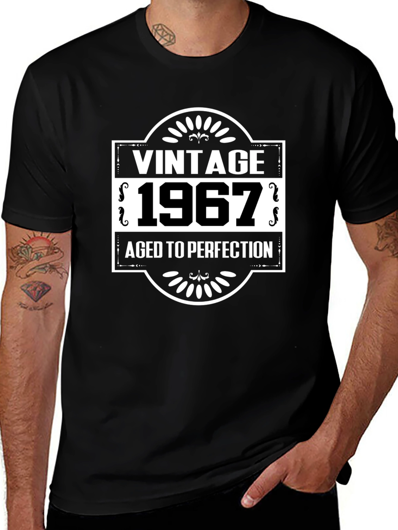 Variant 18 of Vintage 1967 Aged To Perfection Black T-Shirt