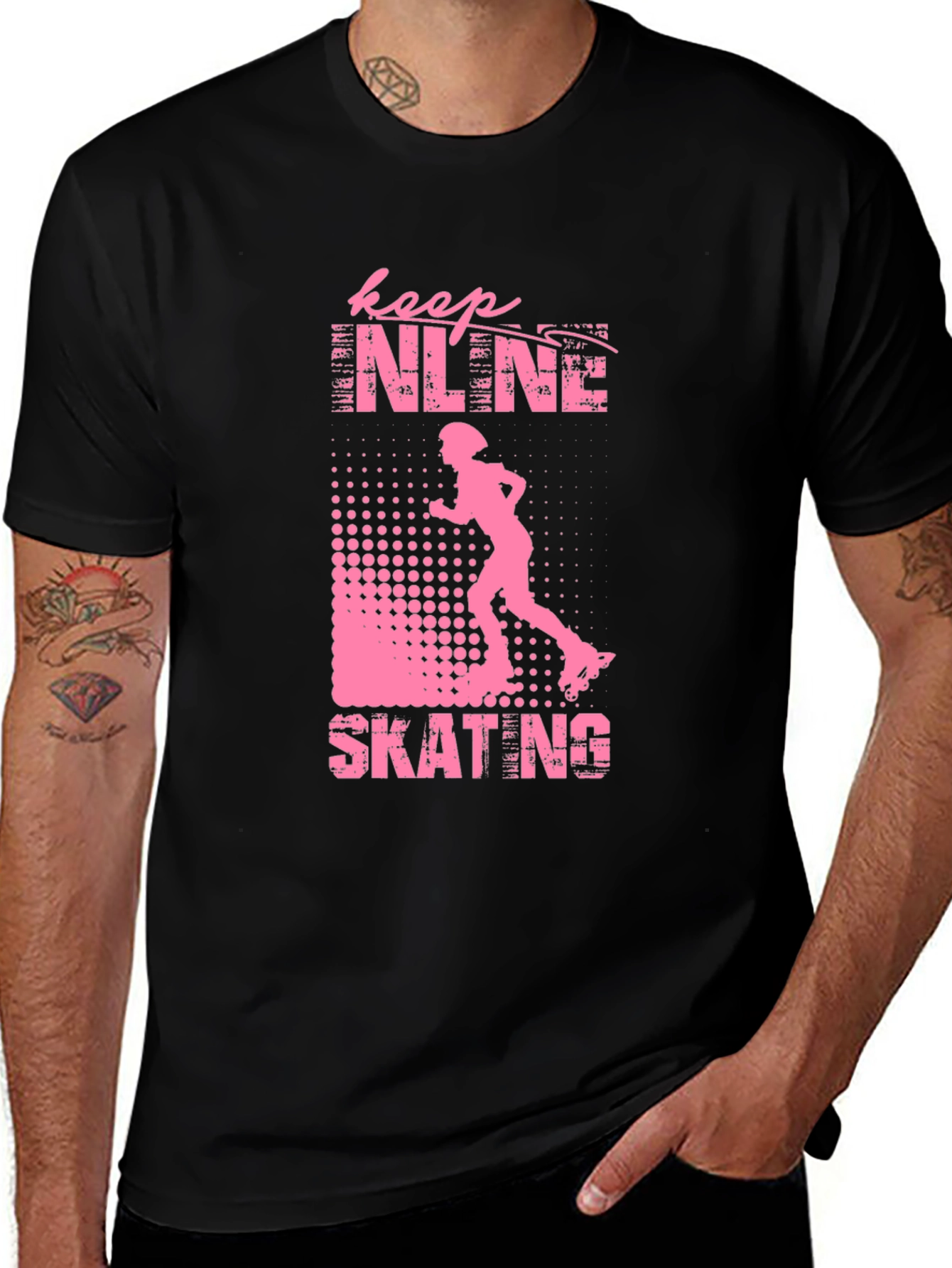 Variant 21 of Keep Inline Skating T-Shirt Black Pink Design