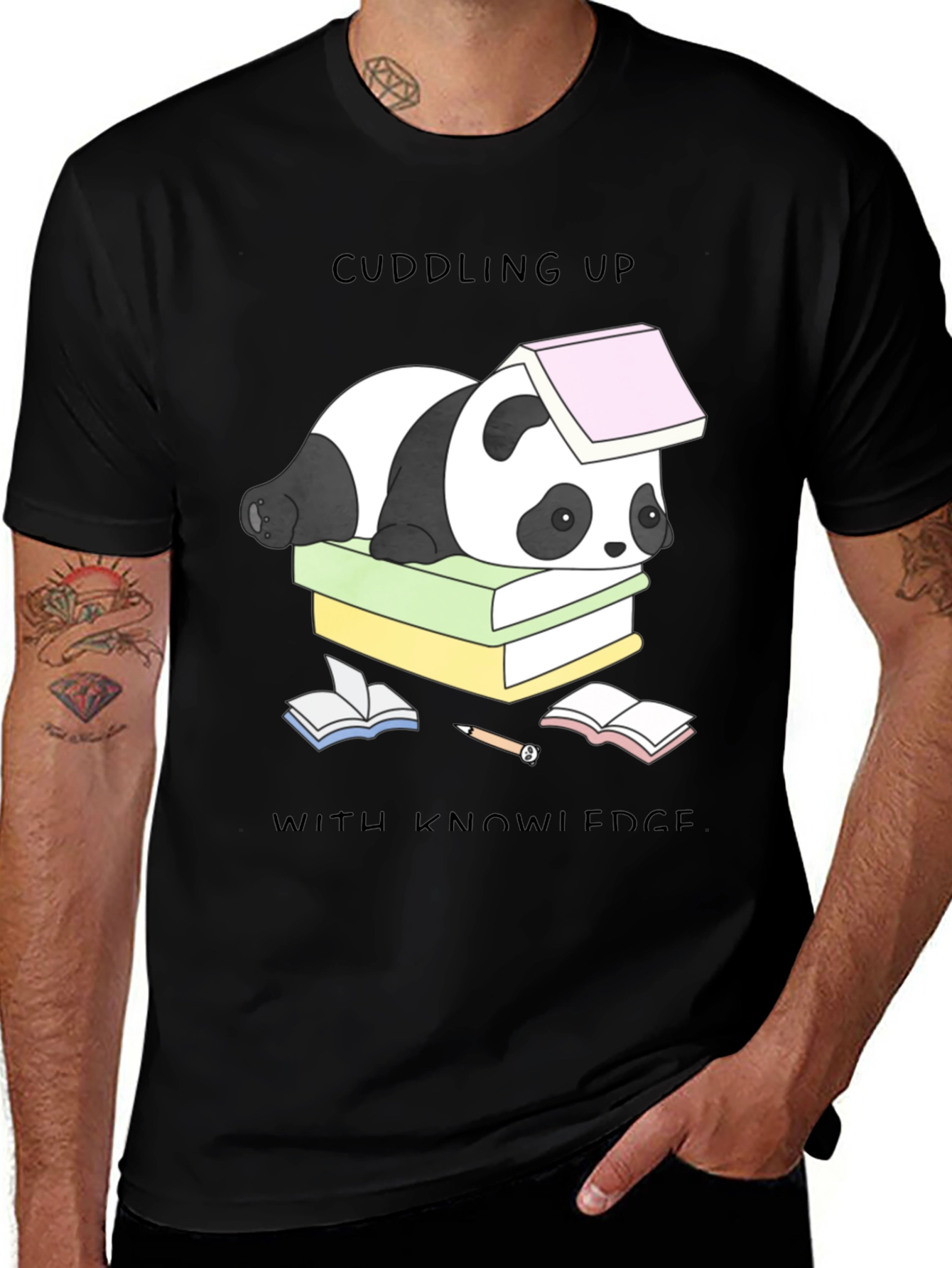 Variant 11 of Cuddling Up With Knowledge Panda T-Shirt