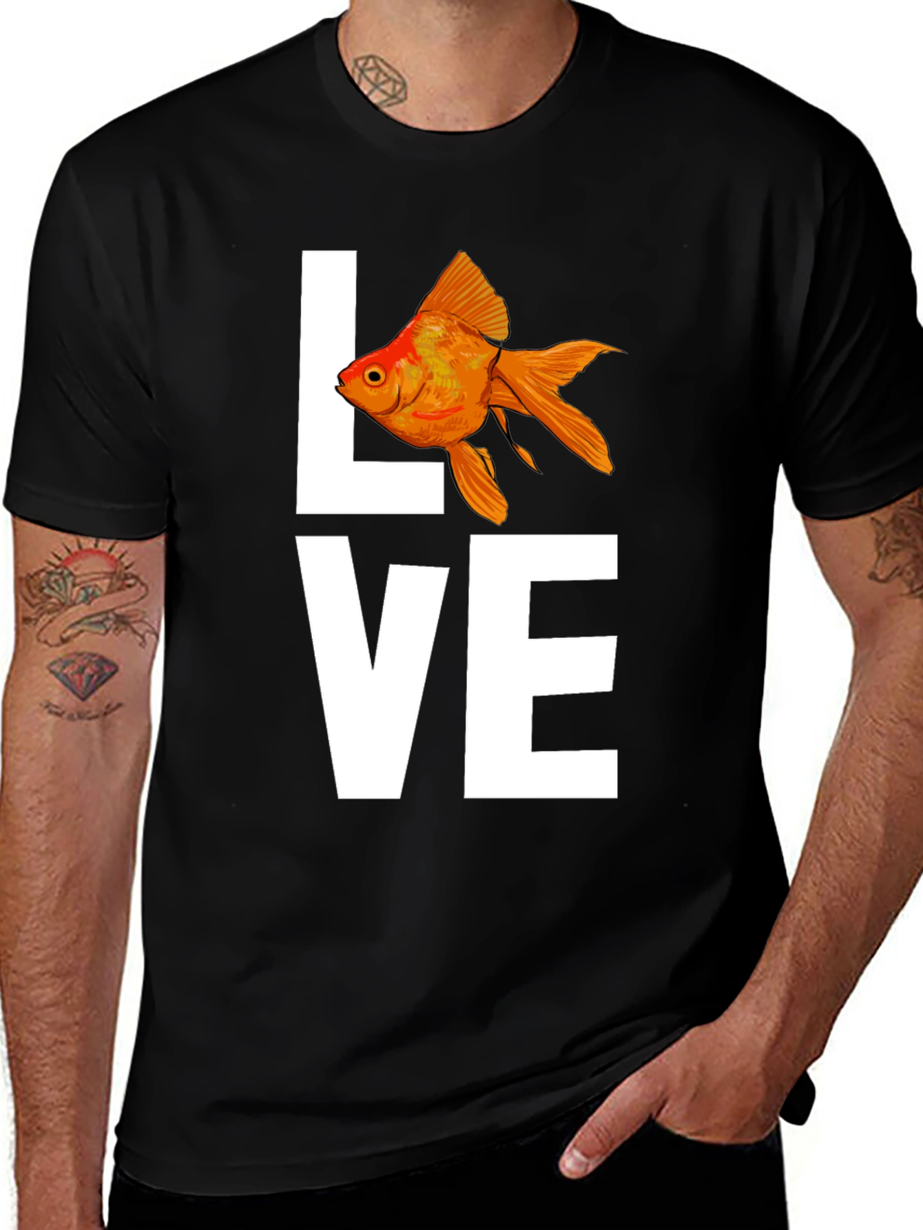 Variant 22 of Love Goldfish Graphic Tee - Black Cotton T-Shirt