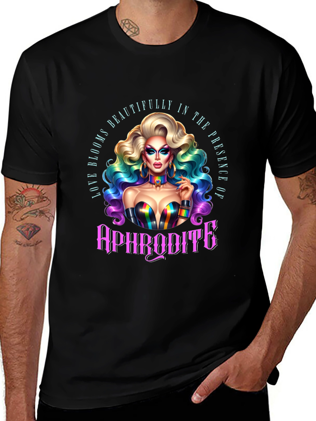 Aphrodite Pride T-Shirt: Rainbow LGBTQ+ Tee