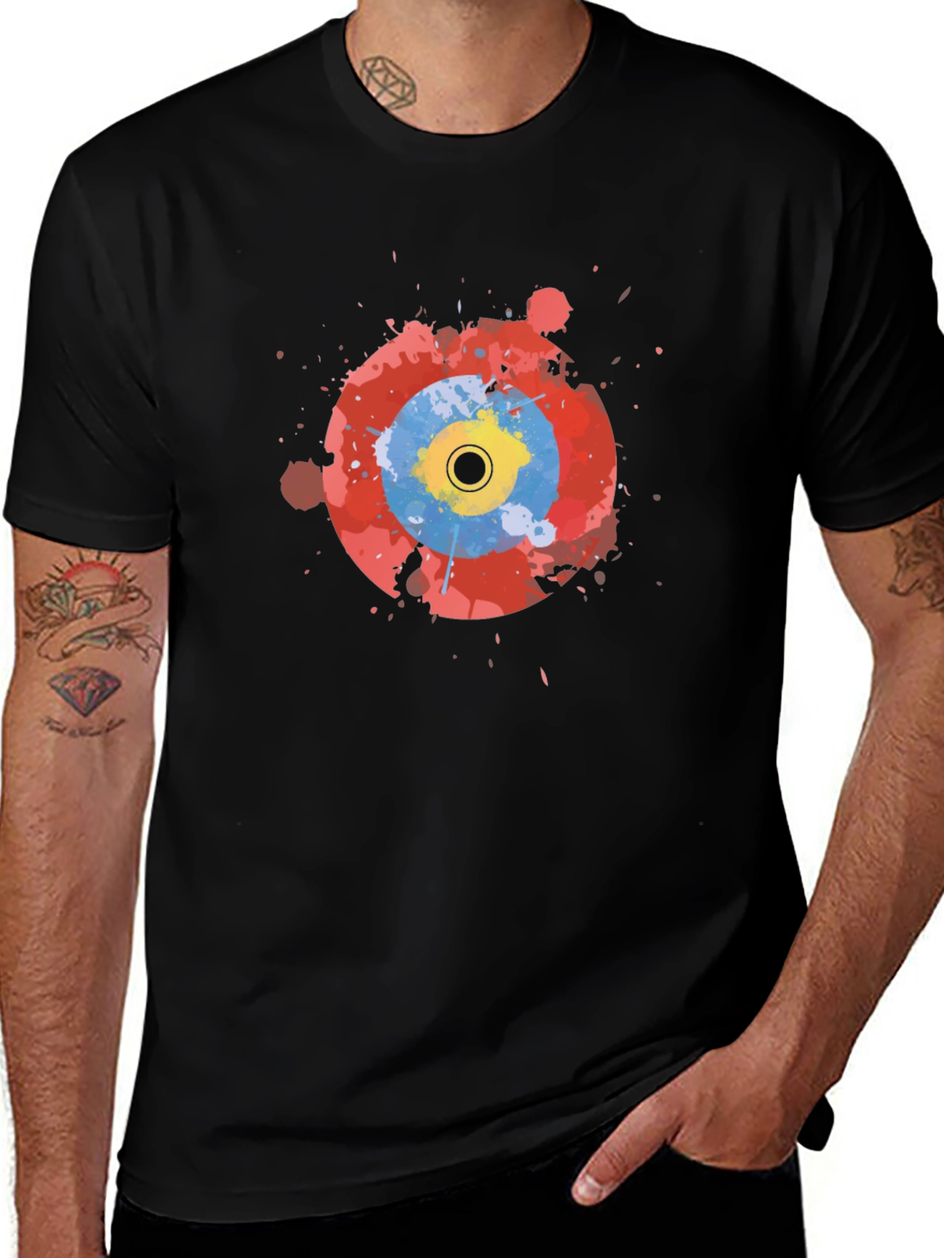 Variant 2 of Abstract Target Graphic Black T-Shirt