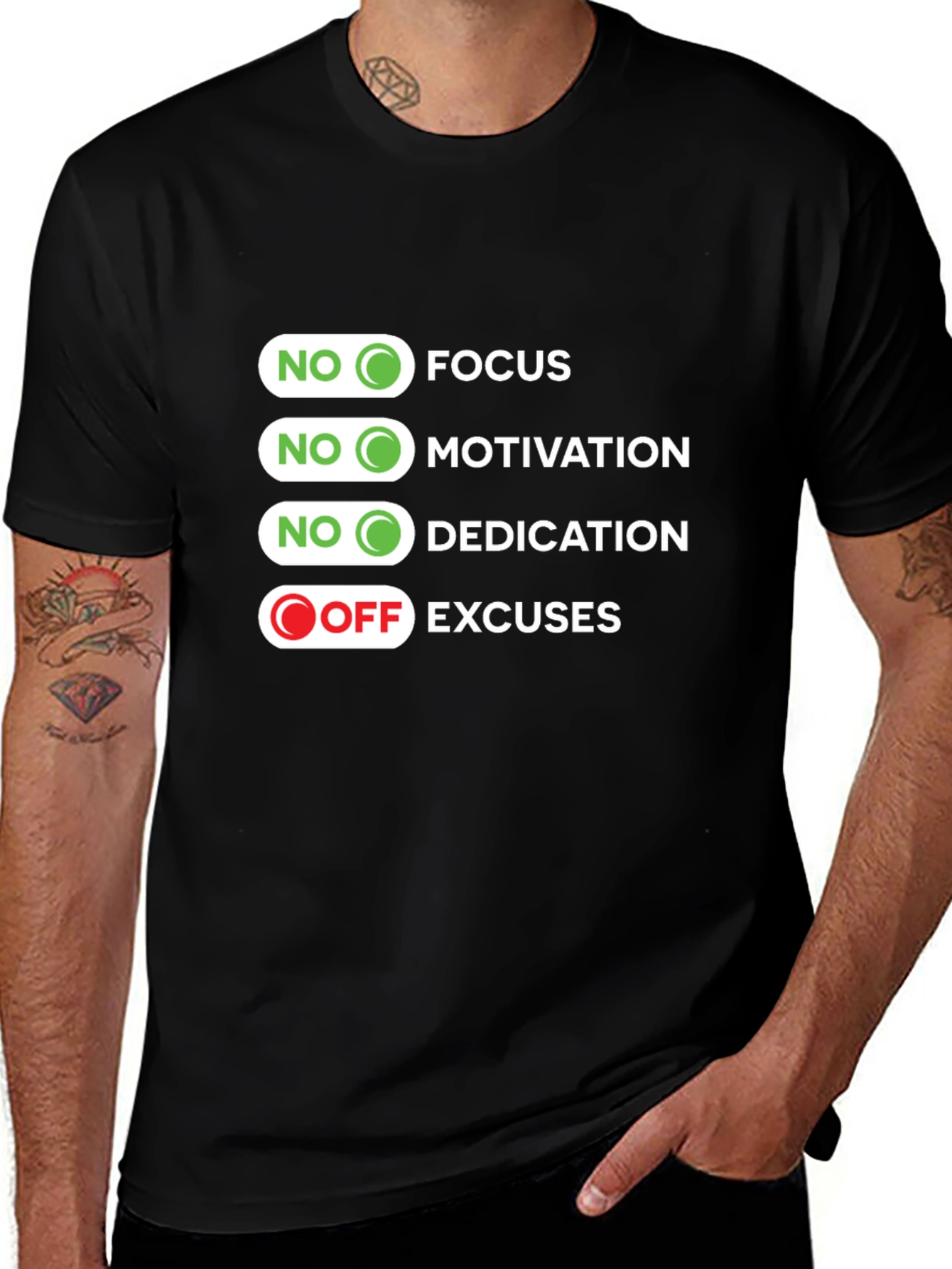 Motivational T-Shirt: No Focus, Motivation, Dedication