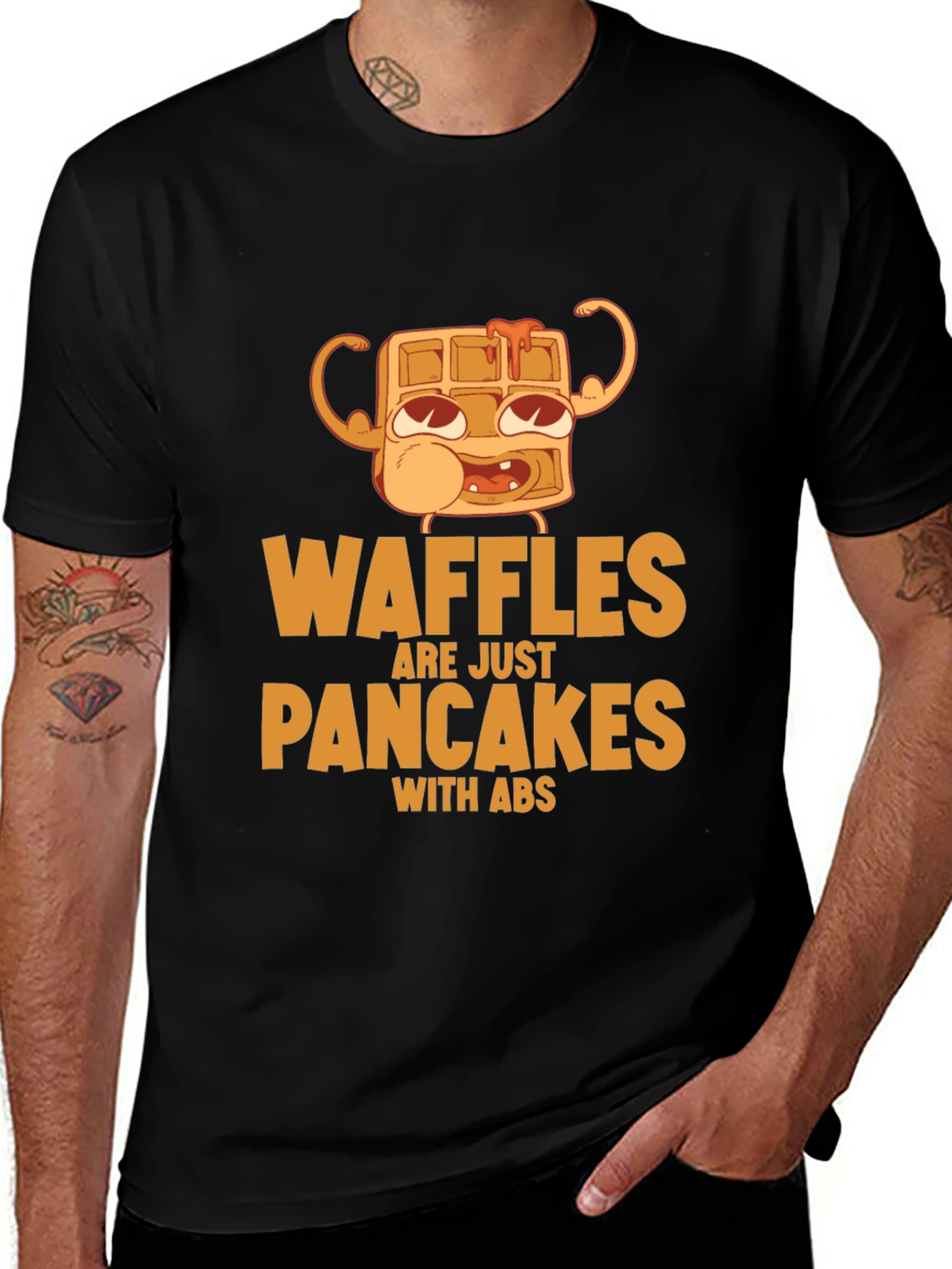 Variant 5 of Waffles are Pancakes with Abs Graphic T-Shirt