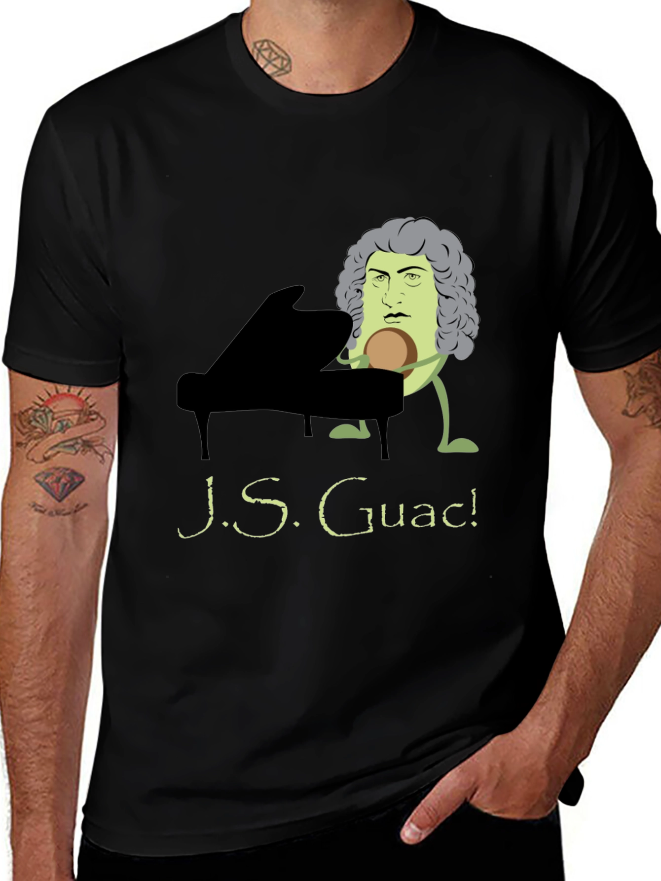 Variant 19 of J.S. Guac! Funny Music T-Shirt - Black