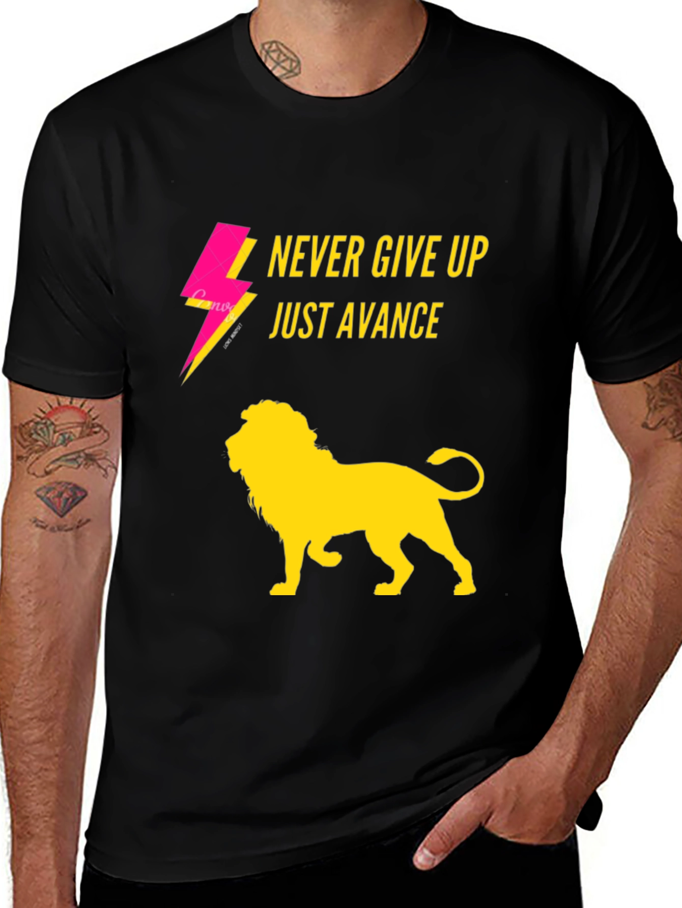 Variant 23 of Never Give Up Lion Graphic T-Shirt