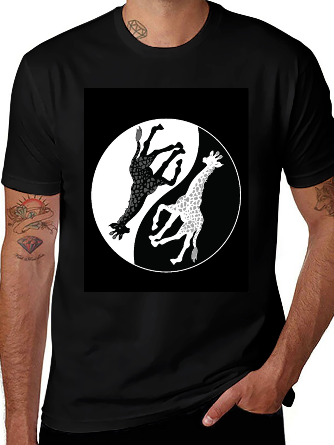Variant 4 of Yin Yang Giraffe T-Shirt - Unique Graphic Tee