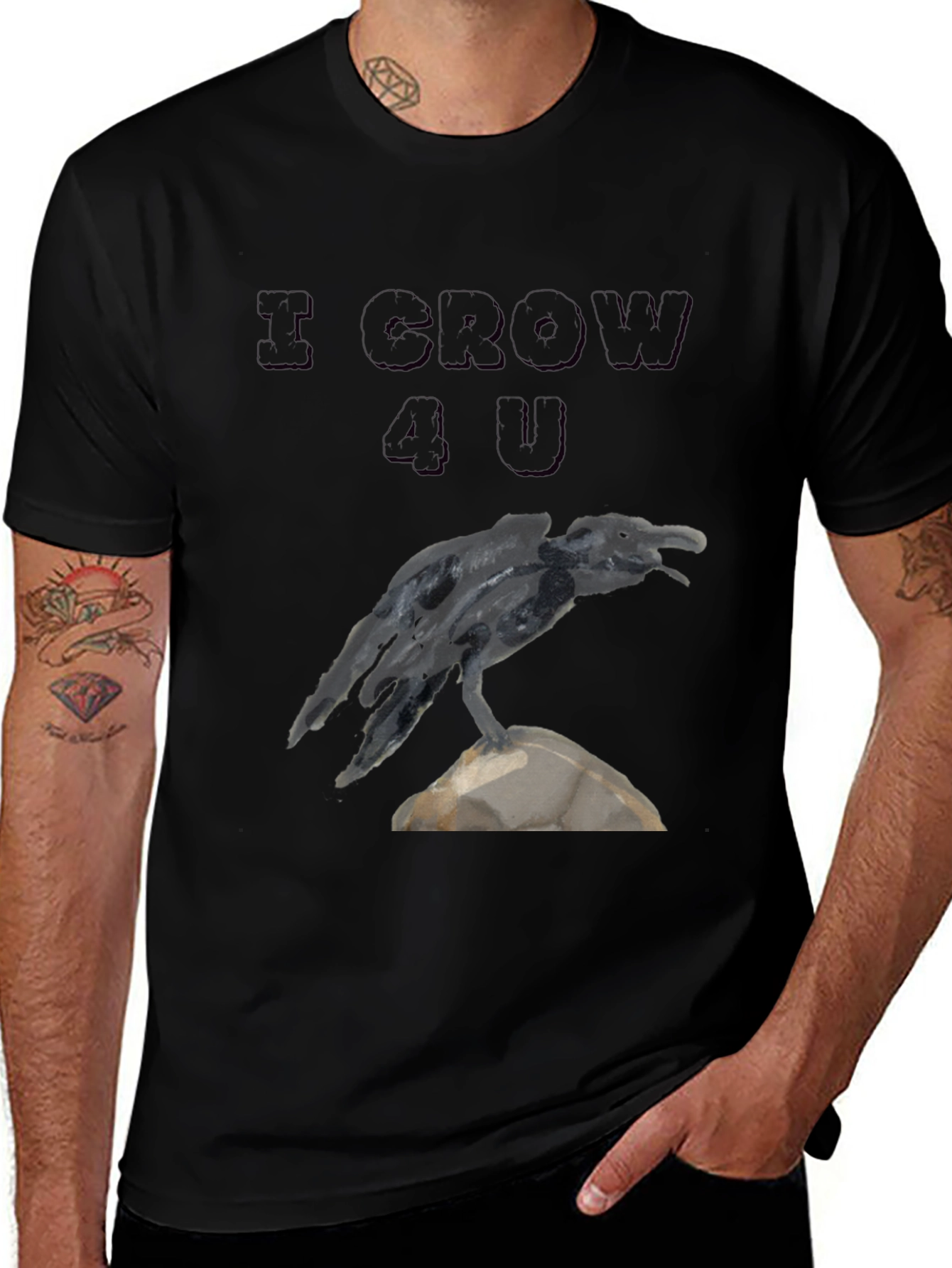 Variant 17 of I CROW 4 U Graphic Tee - Black Raven T-Shirt