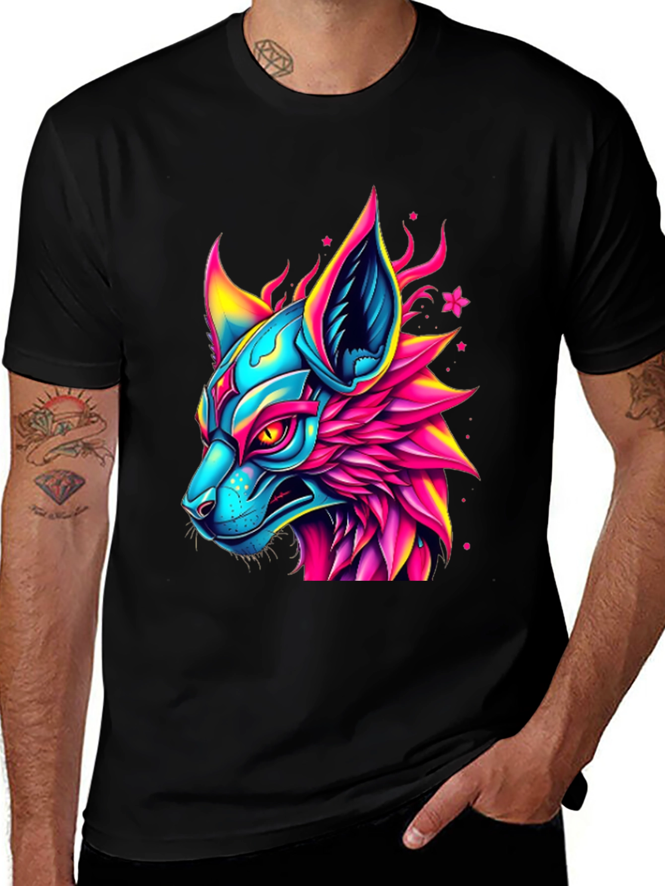 Variant 11 of Neon Cyberpunk Fox Graphic Tee