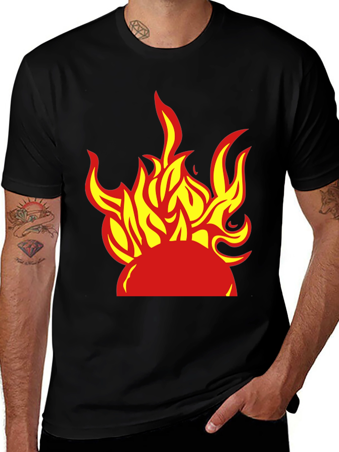 Variant 11 of Fiery Graphic Tee - Bold Flame Design