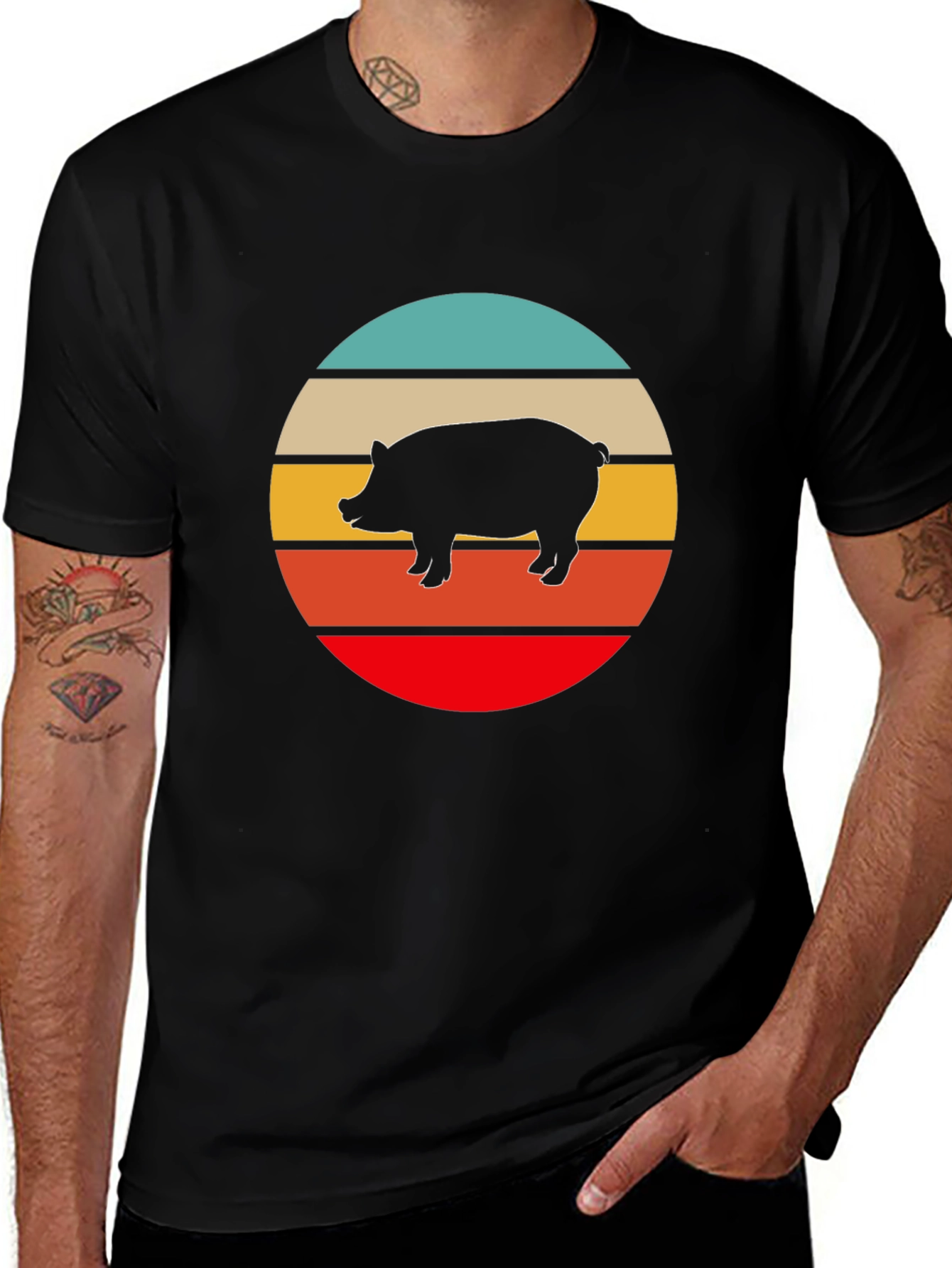 Variant 21 of Retro Pig Graphic Tee - Stylish & Comfortable