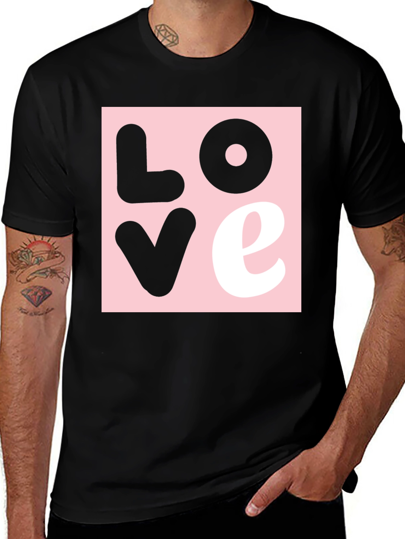 Love Graphic Print Black Cotton T-Shirt