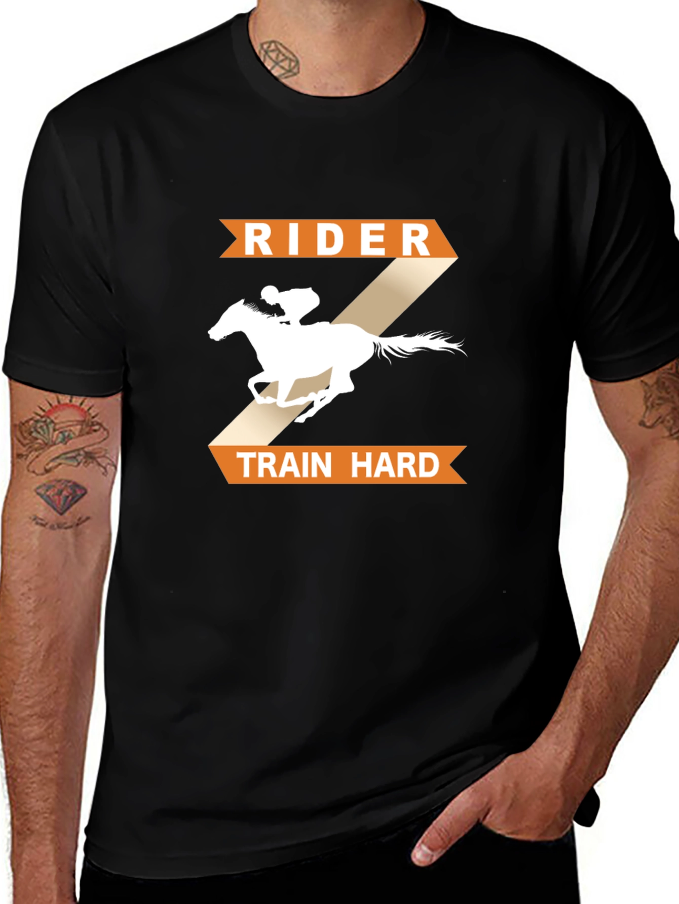 Variant 29 of Rider Train Hard Graphic Tee - Black Cotton T-Shirt