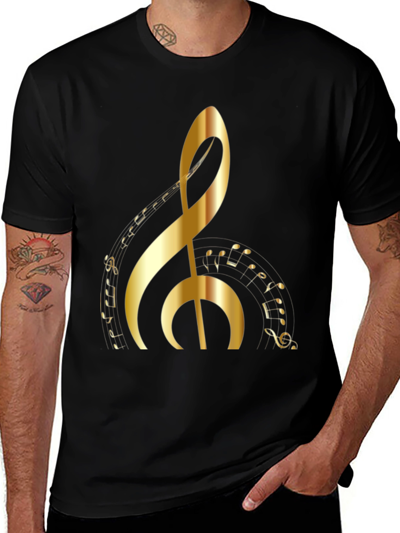 Golden Treble Clef Graphic Tee - Music Lover's T-Shirt