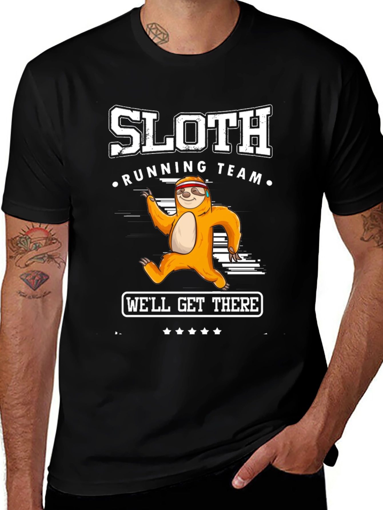 Variant 6 of Sloth Running Team Graphic Tee - We'll Get There!
