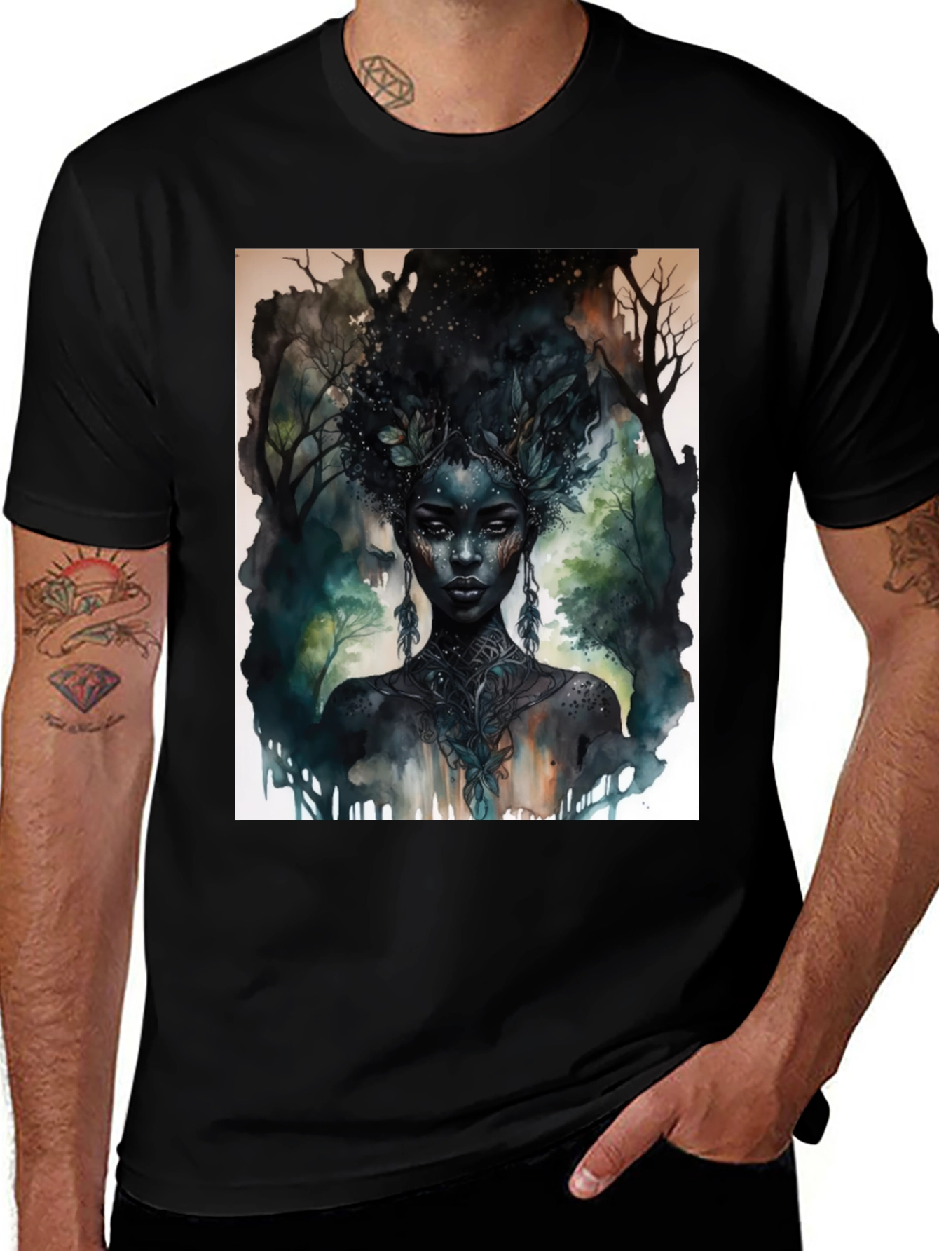 Variant 30 of Nature Goddess Graphic Tee - Unisex Black T-Shirt