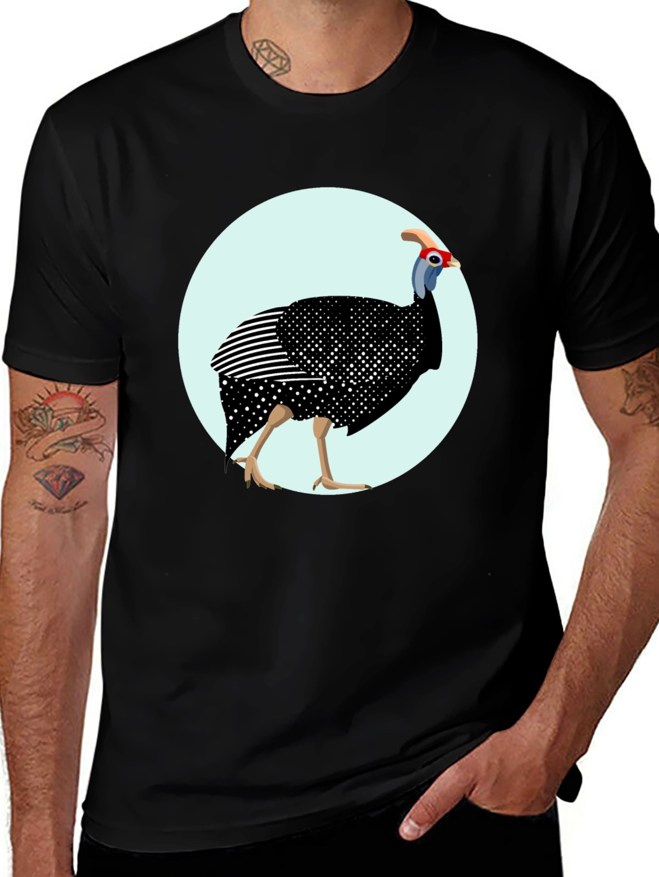 Variant 9 of Guinea Fowl Graphic T-Shirt - Unique Bird Design