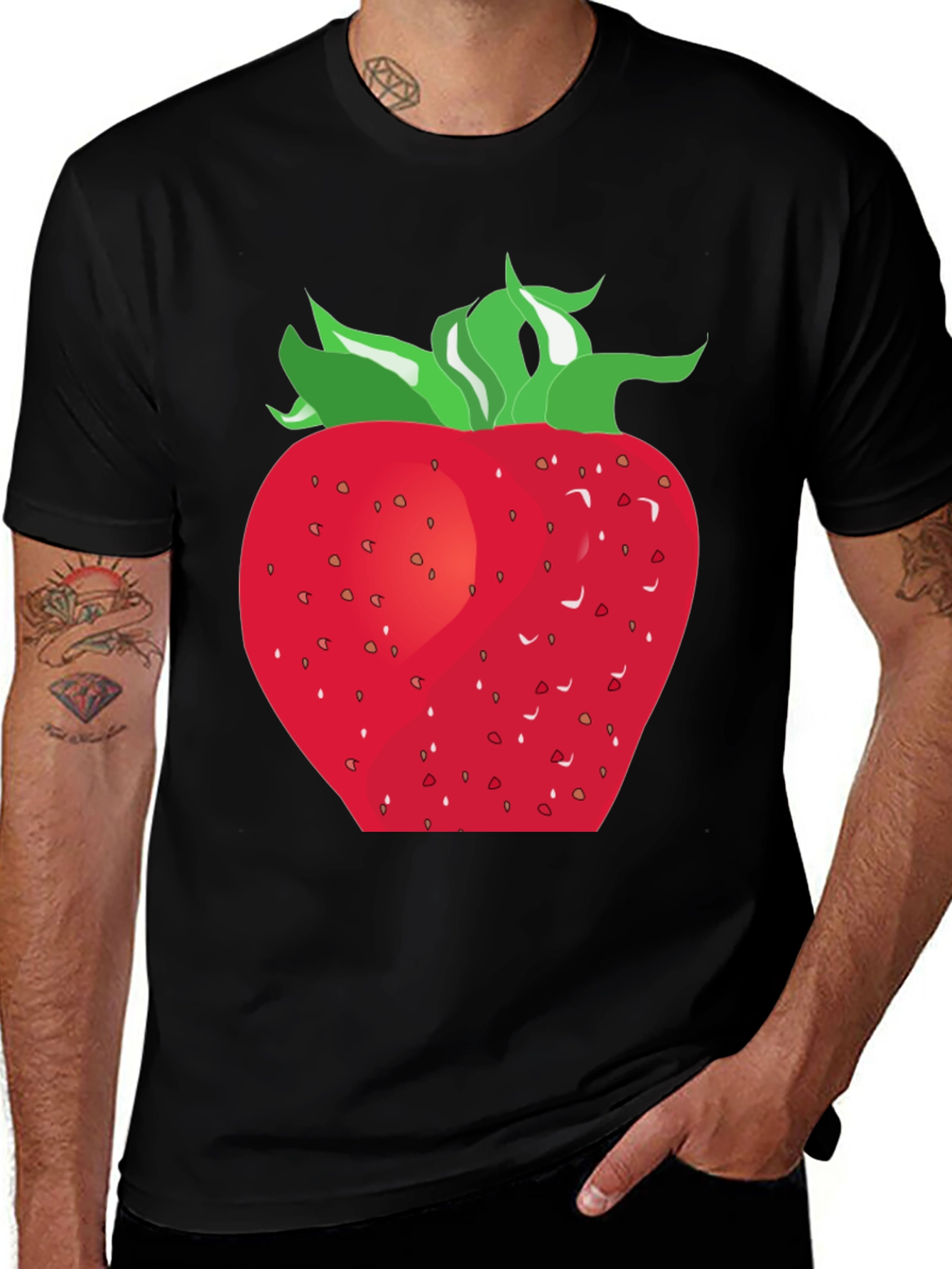 Variant 9 of Strawberry Graphic Black T-Shirt