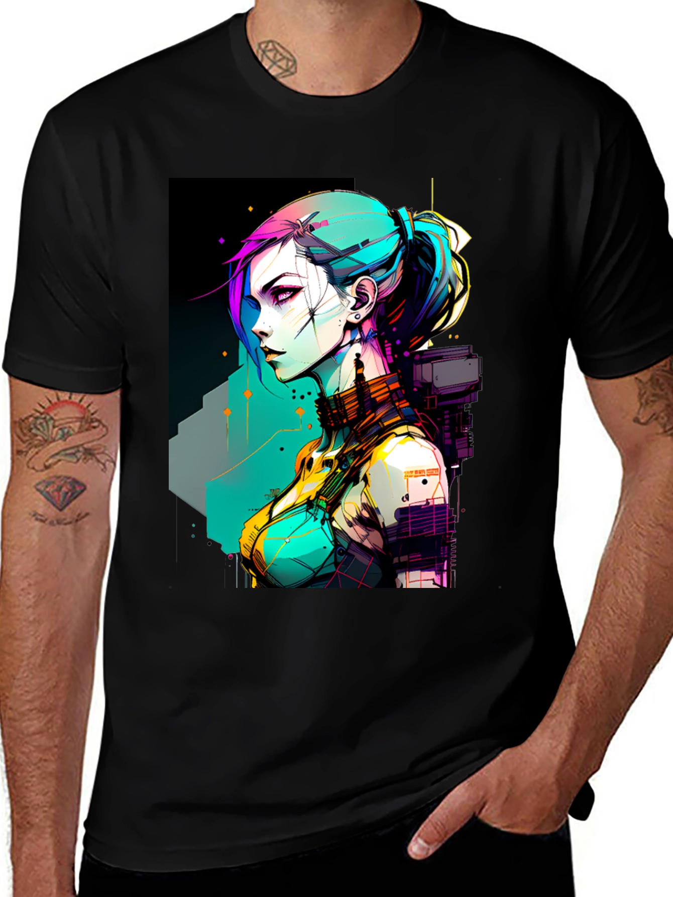 Variant 29 of Cyberpunk Girl Graphic Print T-Shirt