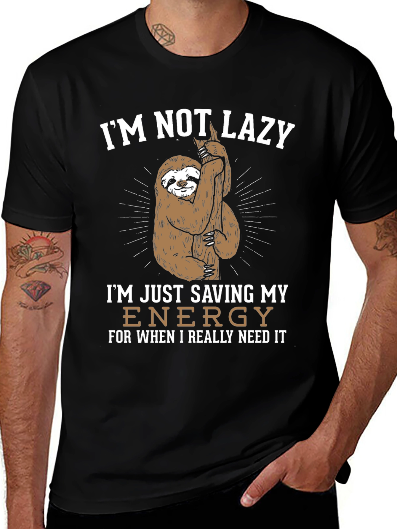 Variant 20 of Funny Sloth Saving Energy Graphic T-Shirt