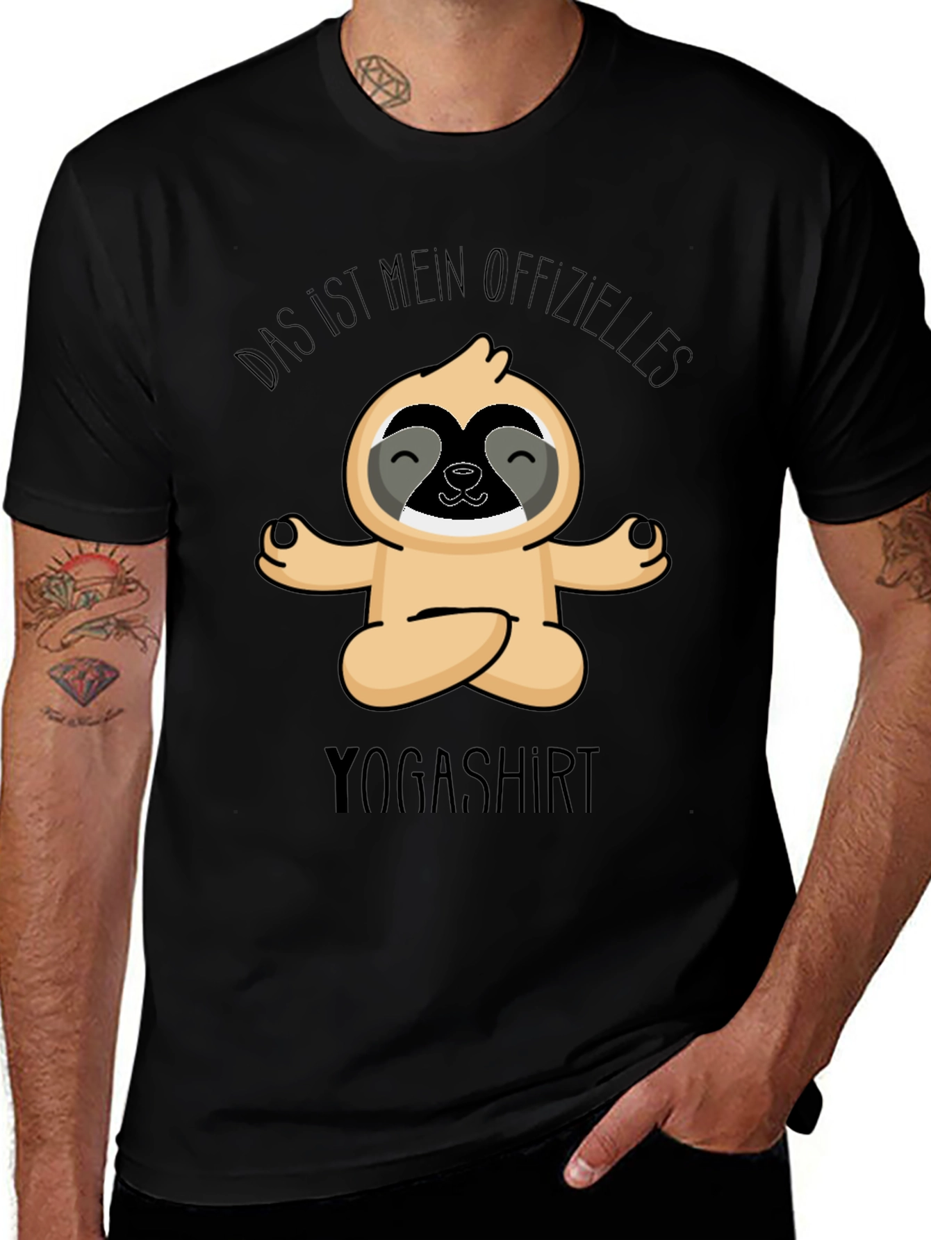 Variant 3 of Yoga Sloth T-Shirt - Relaxed Fit Black Tee