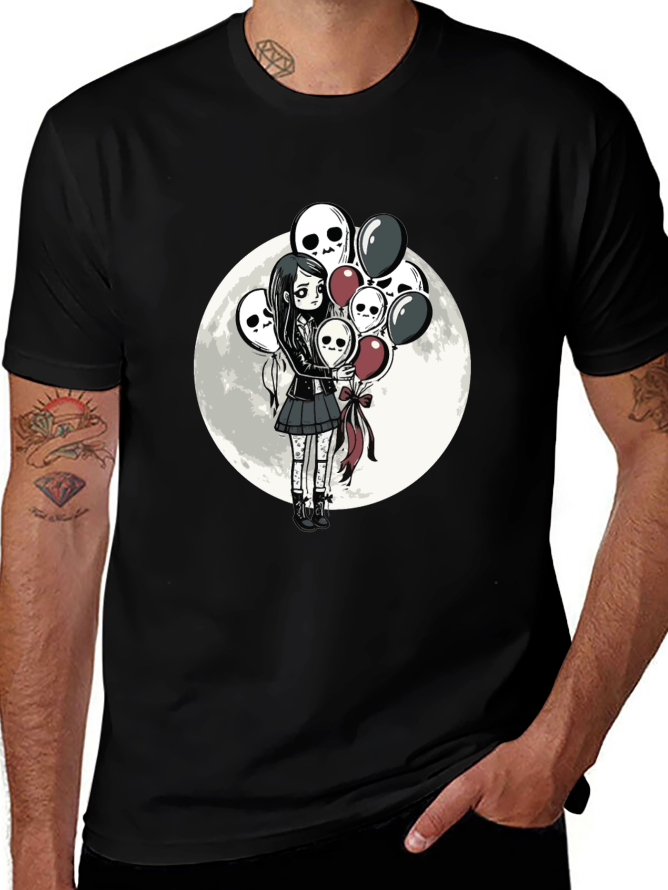 Variant 15 of Goth Girl Skull Balloon Graphic T-Shirt