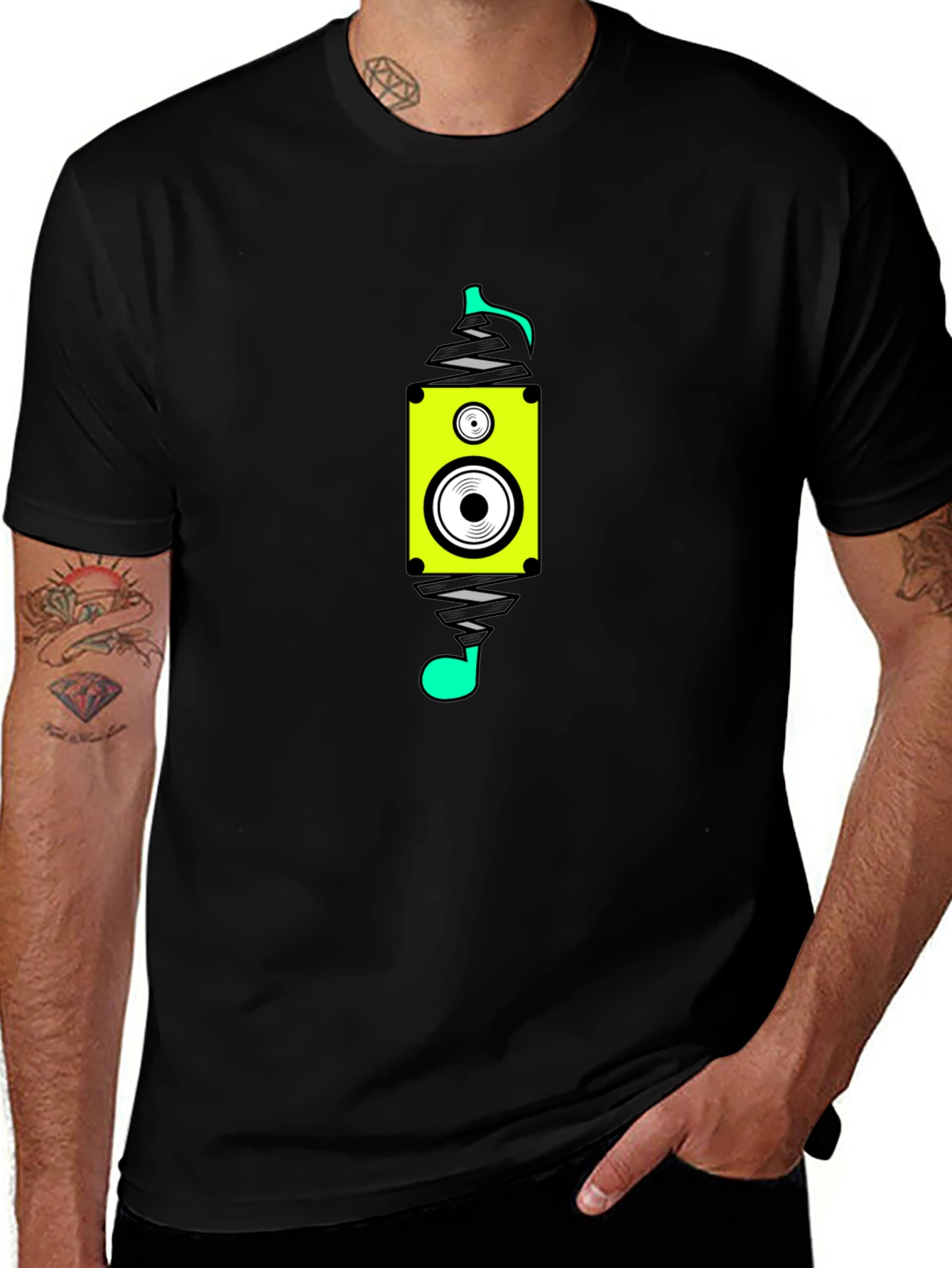 Variant 19 of Speaker Spray Paint Style Black T-Shirt