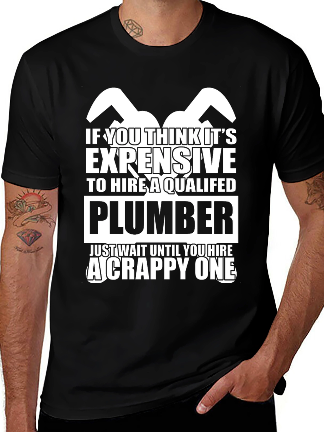 Variant 16 of Qualified Plumber Humor Graphic Tee