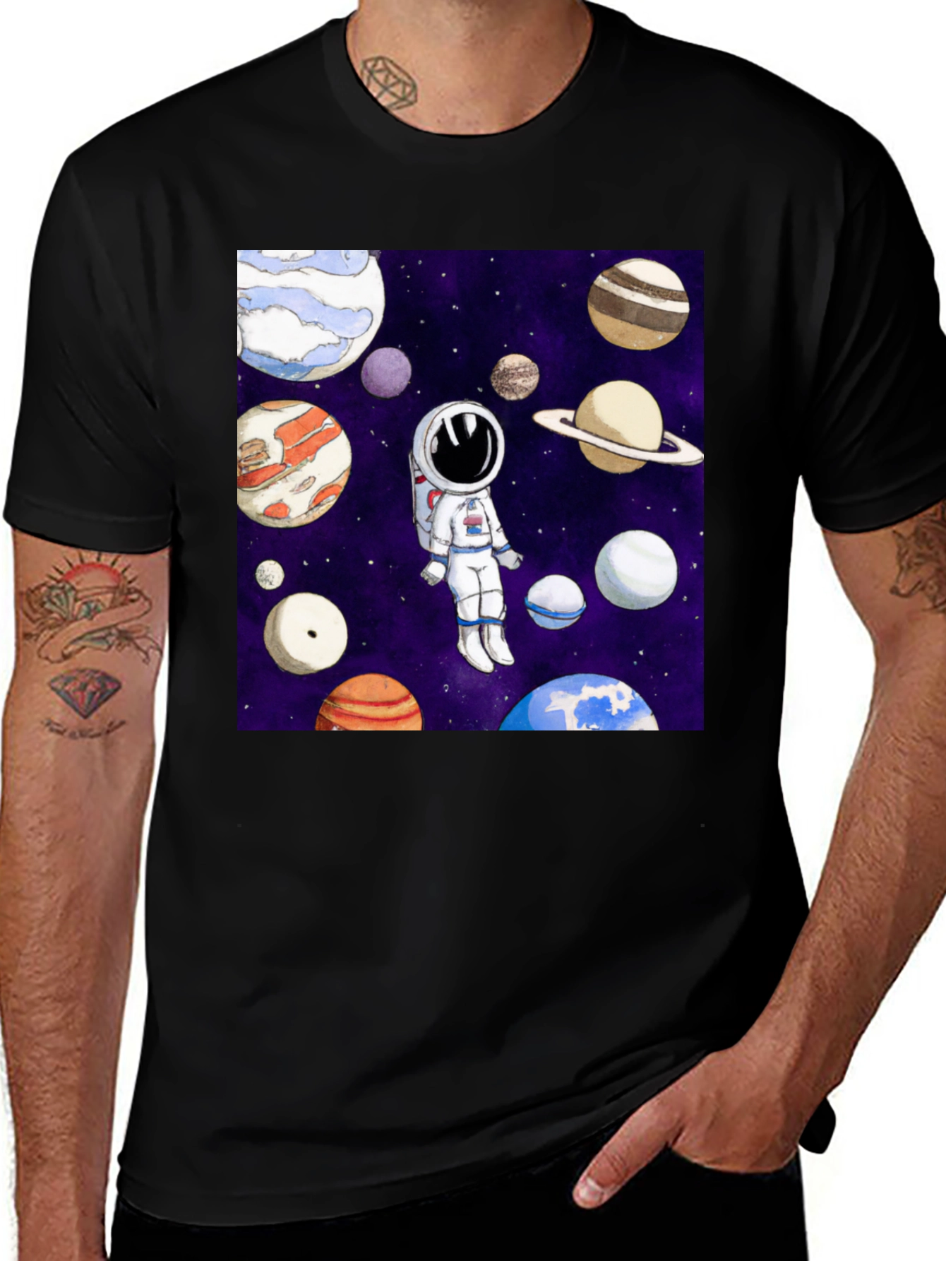 Variant 14 of Astronaut & Planet Graphic T-Shirt - Space Adventure