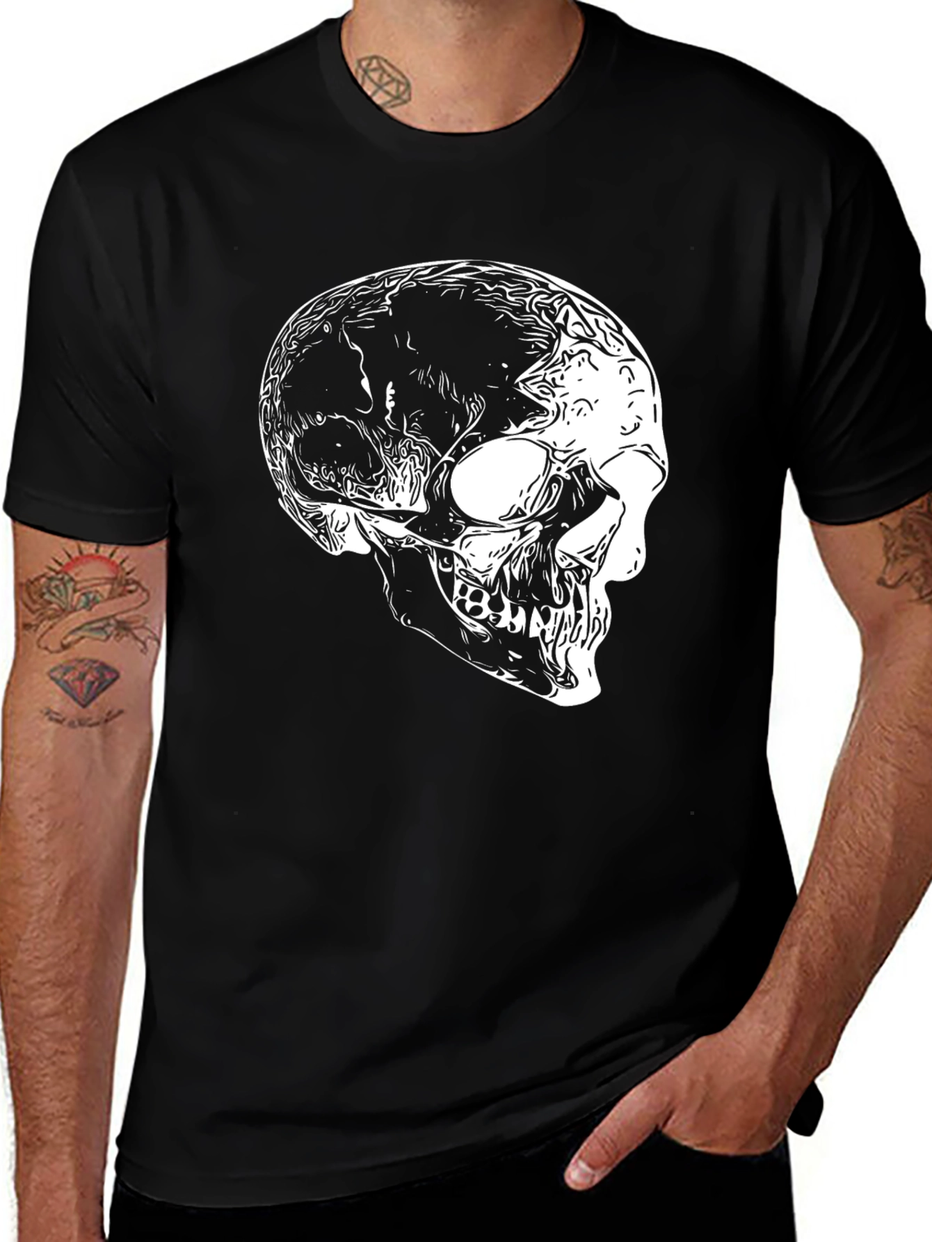 Variant 24 of Skull Graphic Tee - Bold Black Cotton T-Shirt